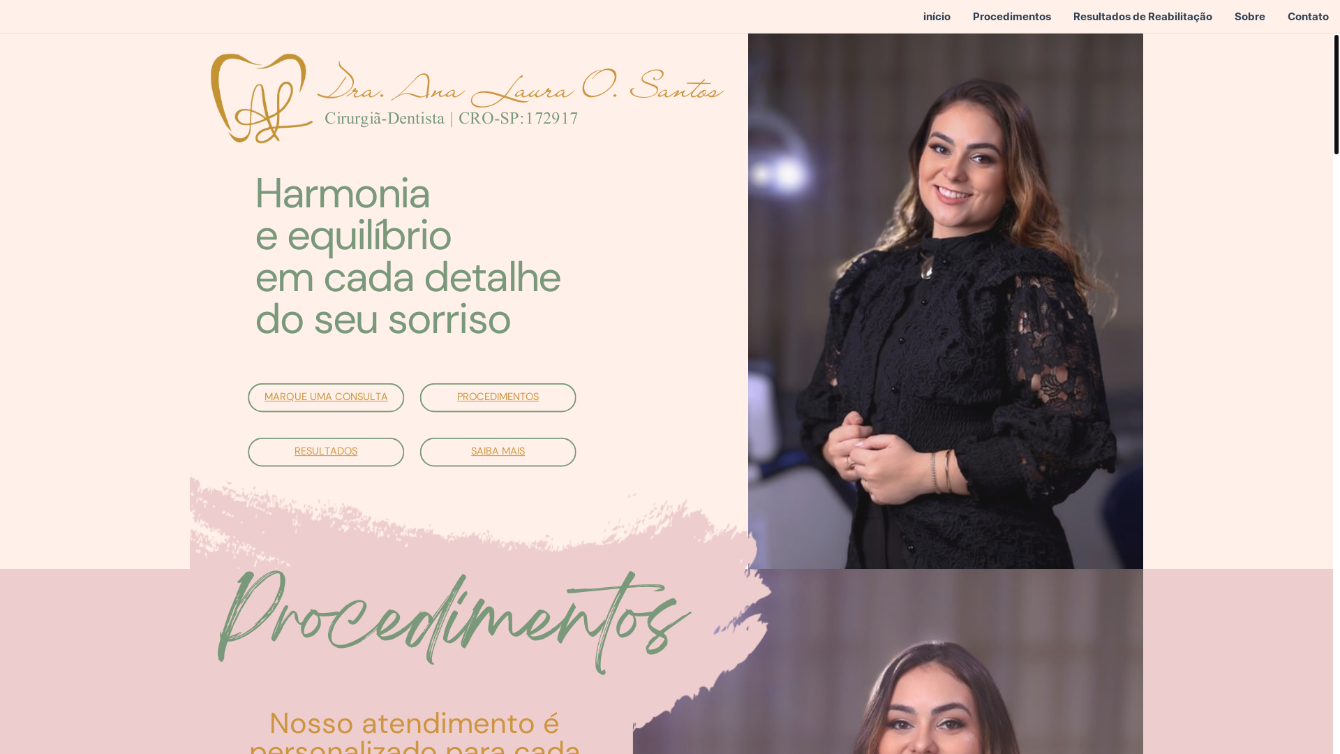 website screenshot of https://draanalaurasantos.com.br/