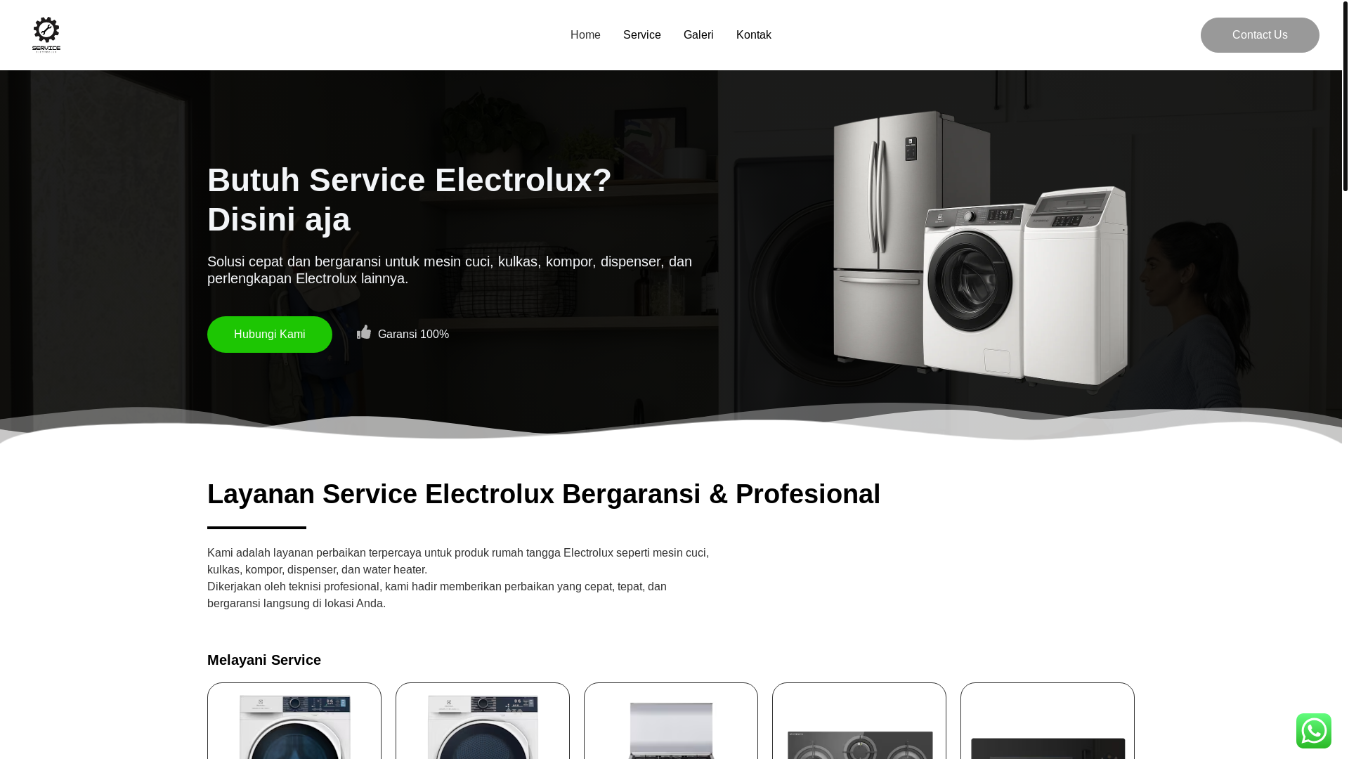 website screenshot of https://proserviceelectrolux.com/