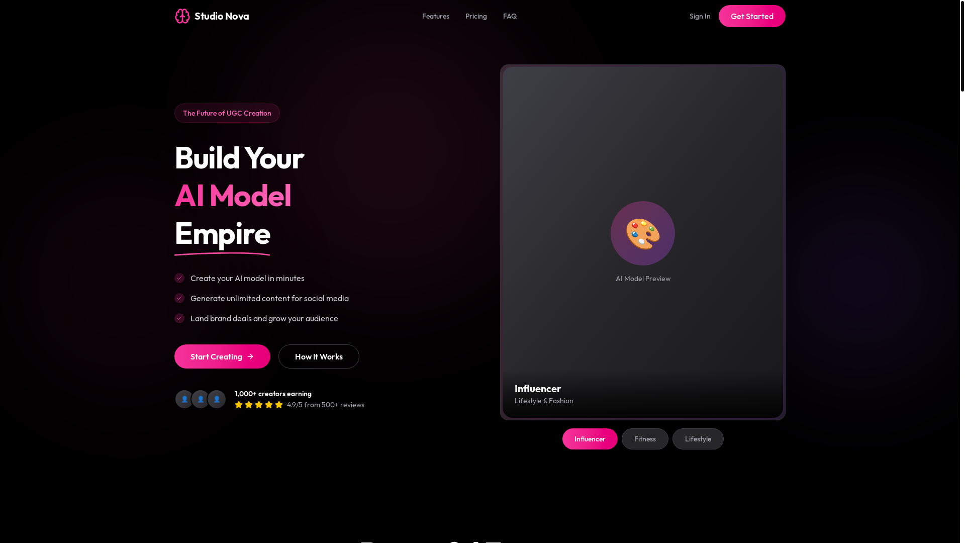 website screenshot of https://studionova.dev/