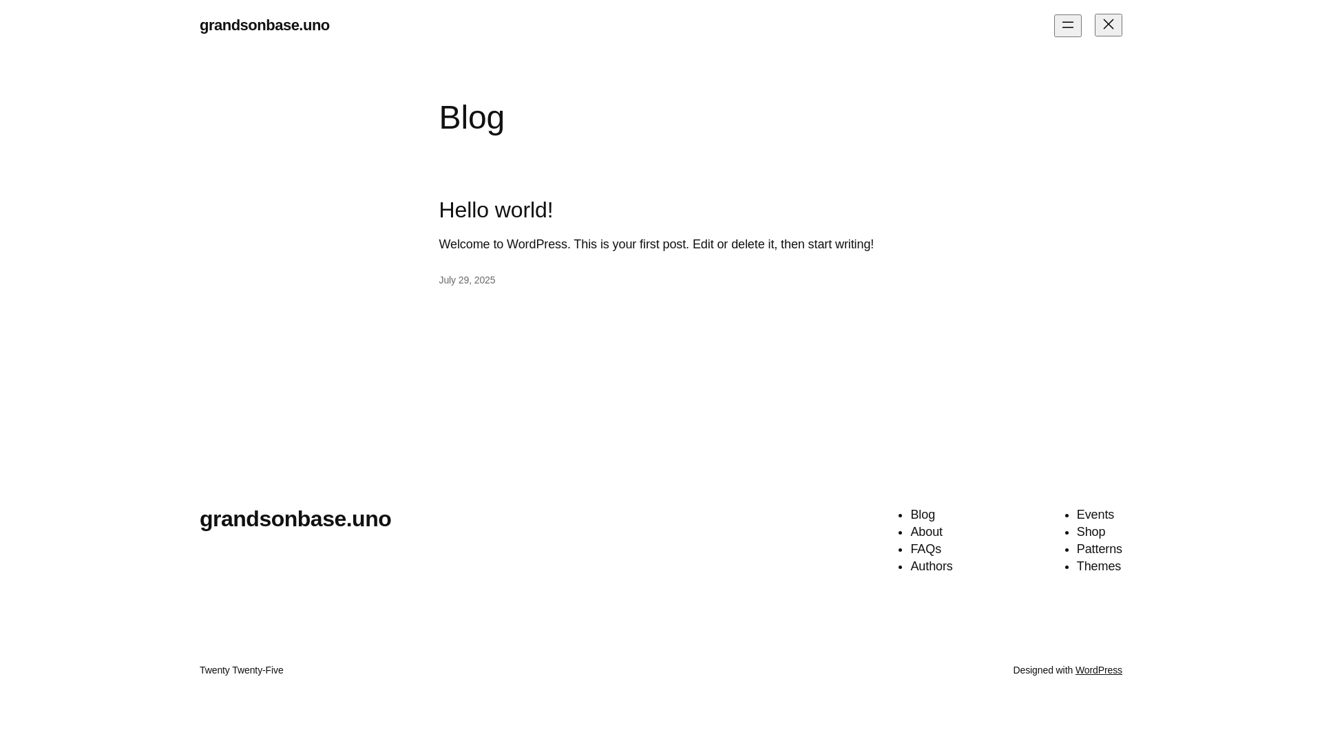website screenshot of https://grandsonbase.uno/