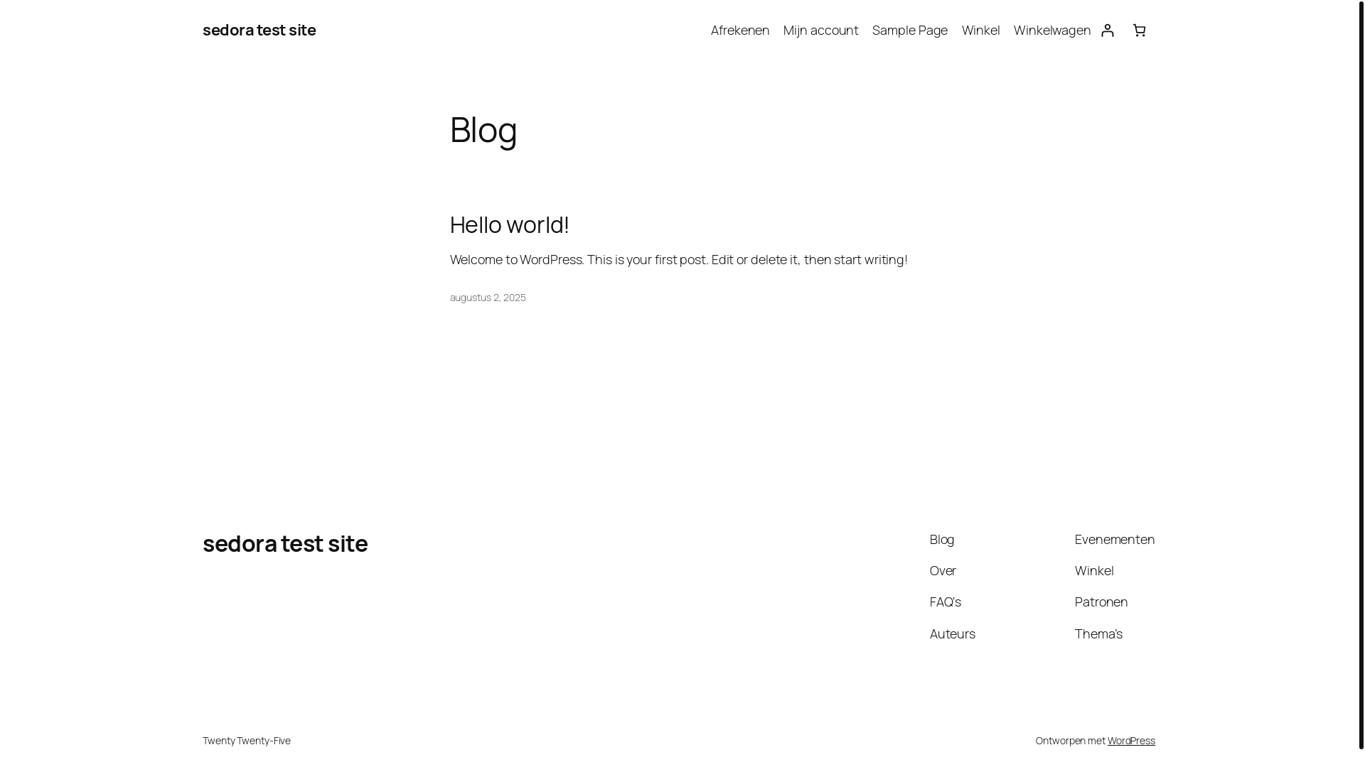 website screenshot of https://sedoratest.nl/