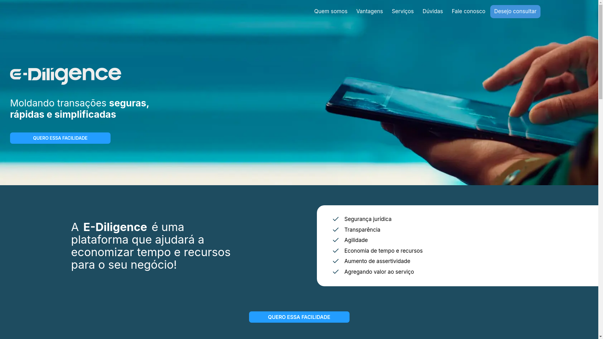website screenshot of https://e-diligence.com.br/