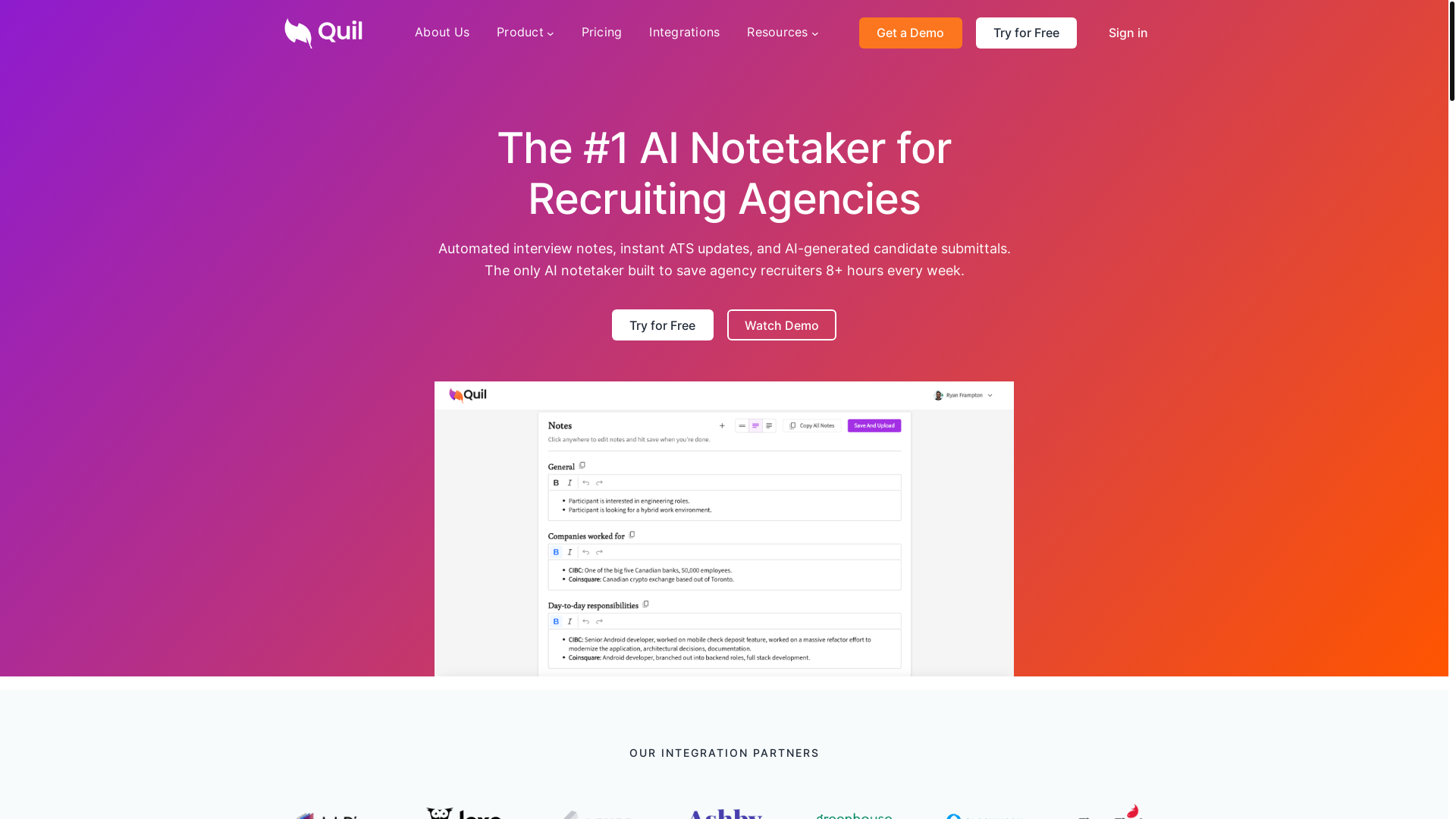 website screenshot of https://globalquilnotetaker.com/
