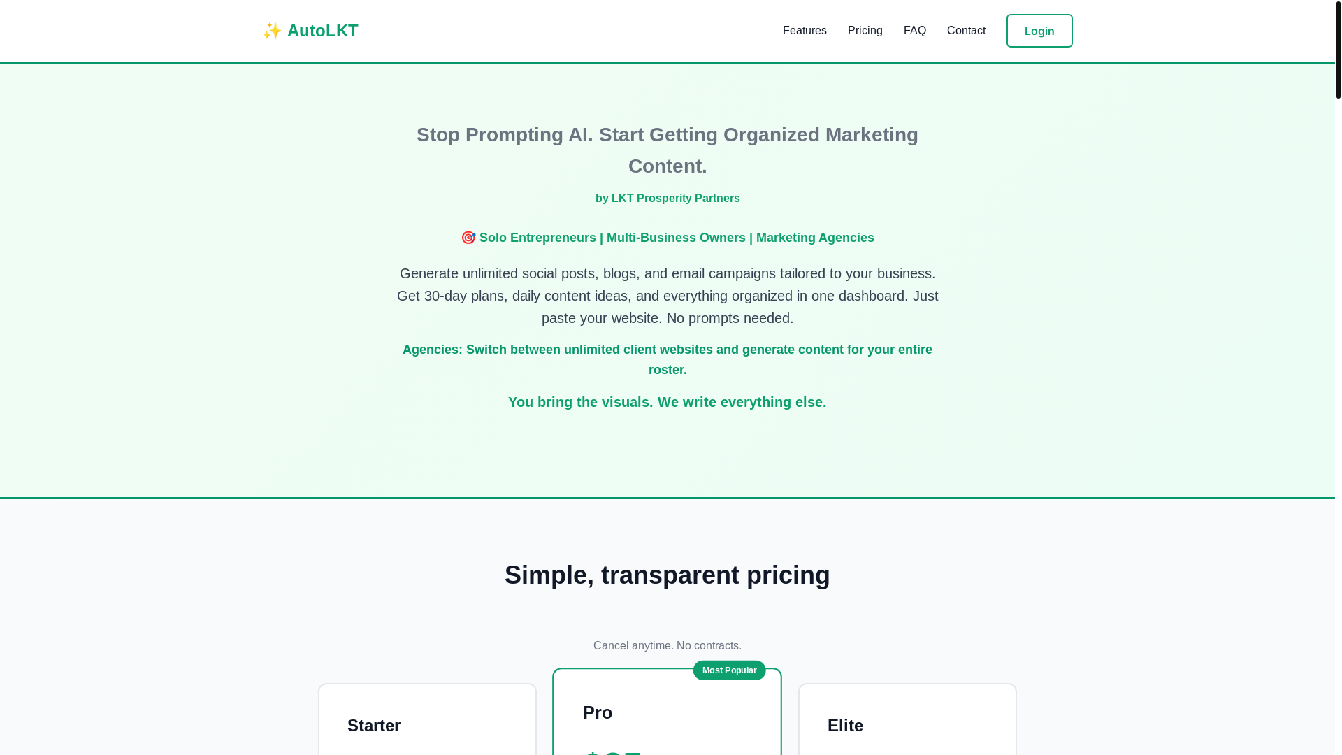 website screenshot of https://autolkt.com/