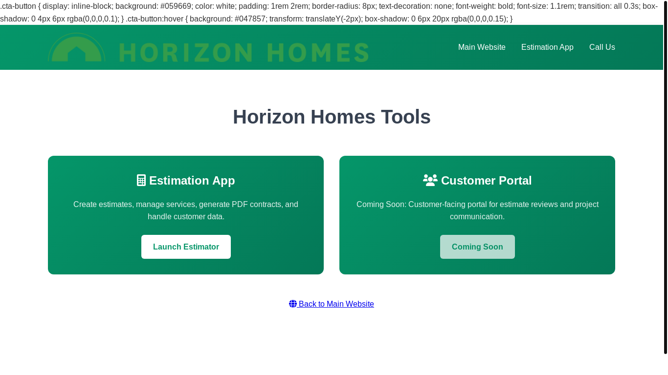 website screenshot of https://horizonhom.es/