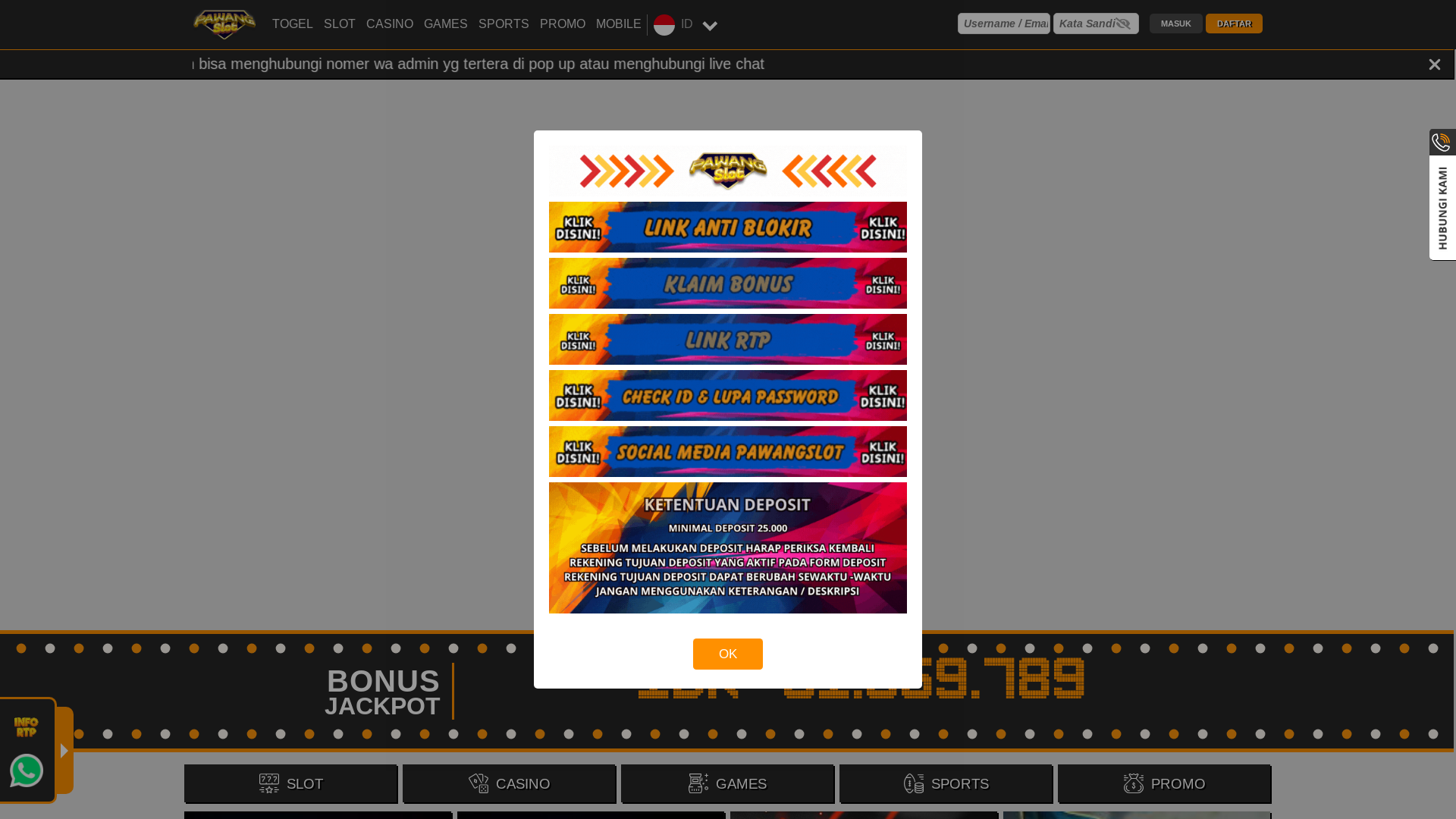 website screenshot of https://pawangslotrun.club/