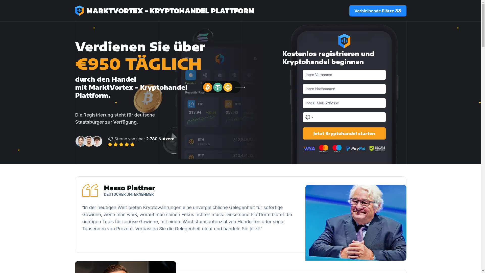 website screenshot of https://marktvortex-de.com/