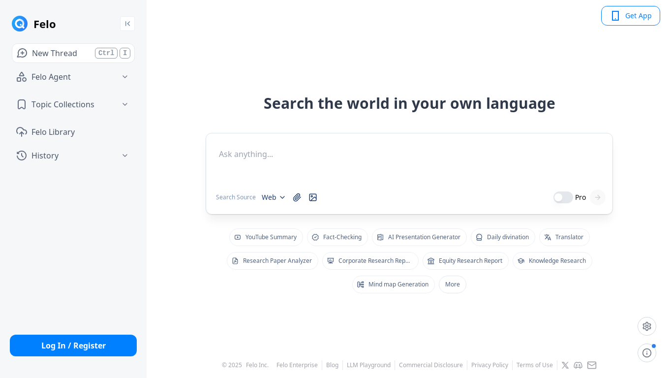 website screenshot of https://felo.ai