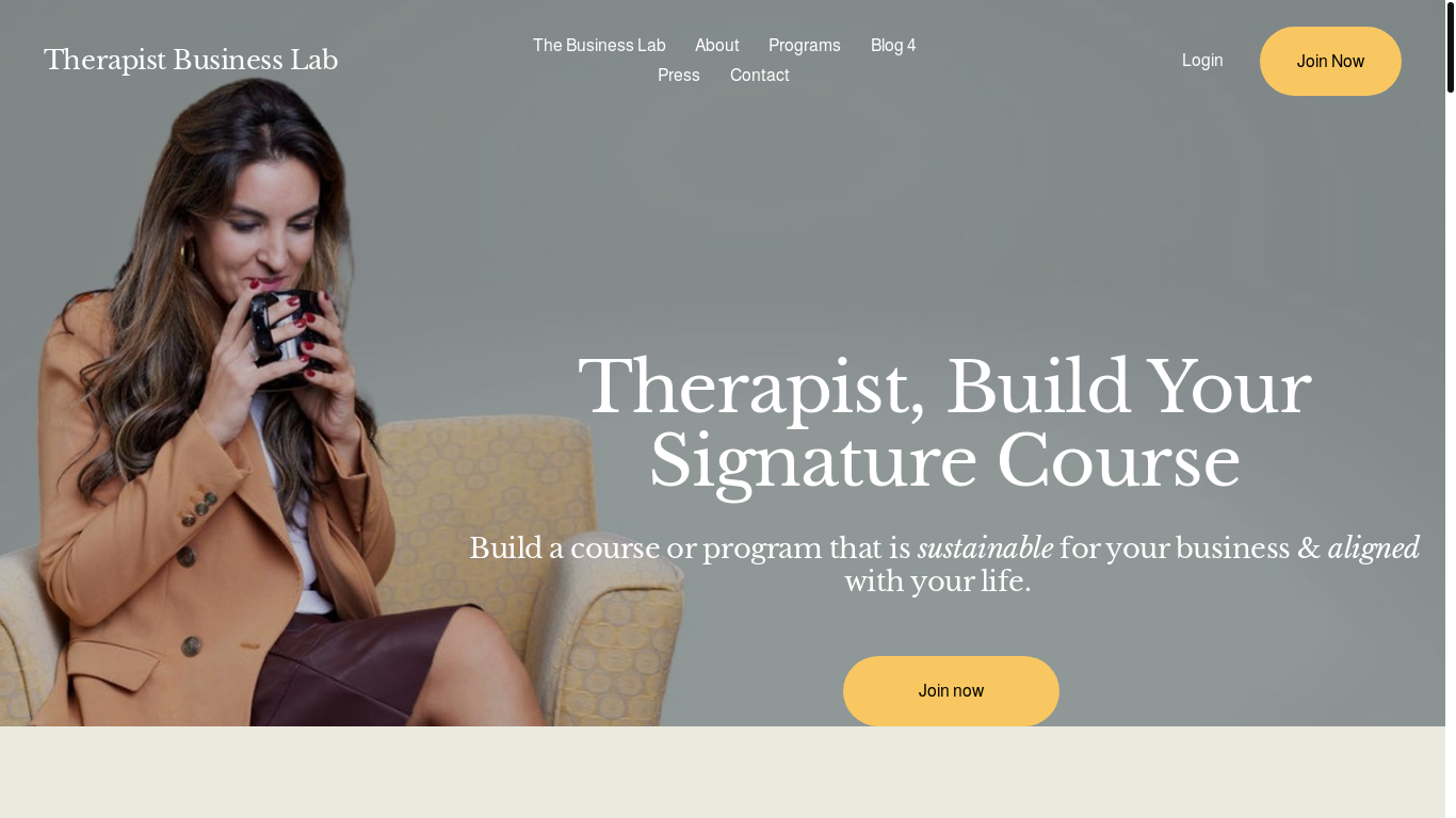 website screenshot of https://therapistbusinesslab.com/