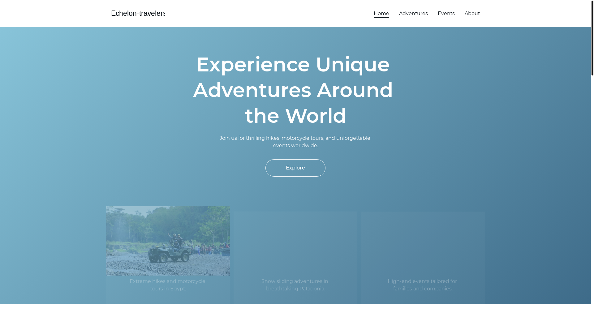 website screenshot of https://echelon-travelers.org/
