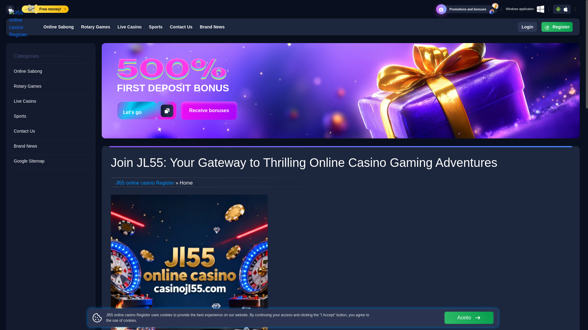 website screenshot of https://casinojl55.com/