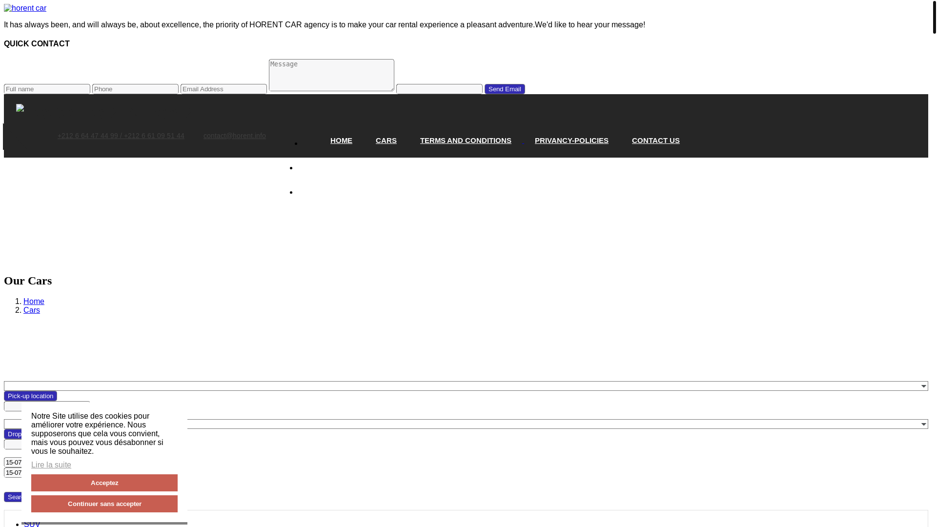 website screenshot of https://horentcar.info/