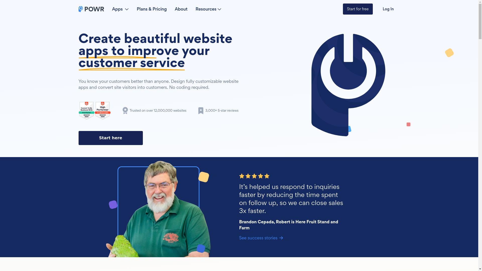 website screenshot of https://powr.io