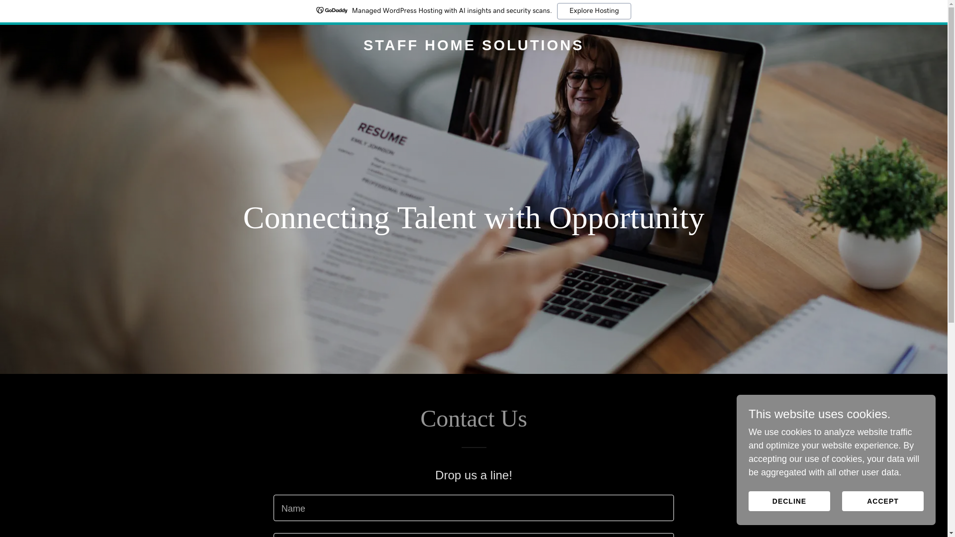 website screenshot of https://staffhomesolutions.com/