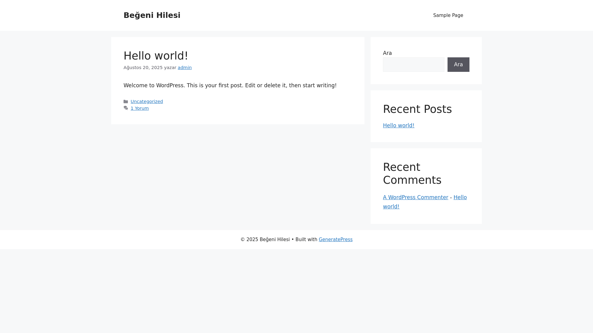 website screenshot of https://begeniarena.com.tr/