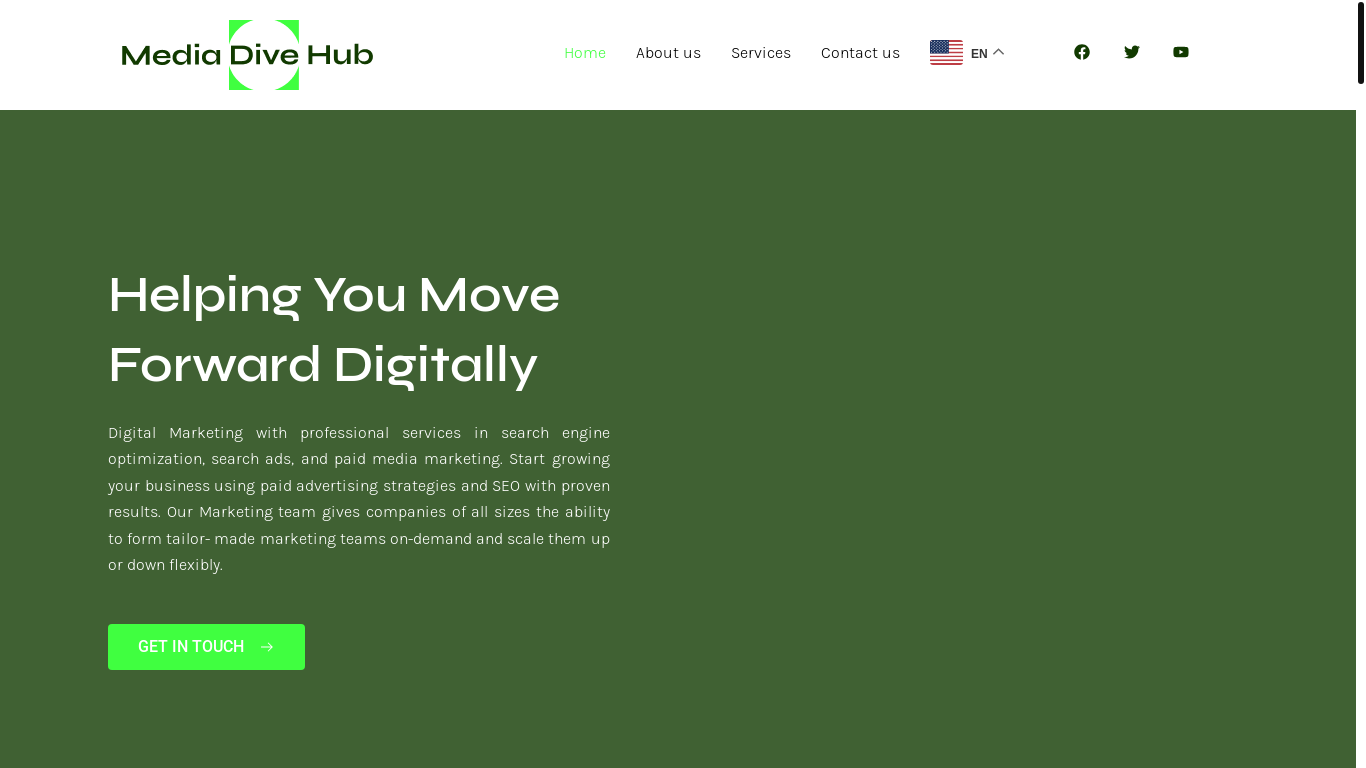 website screenshot of https://media-dive-hub.com/