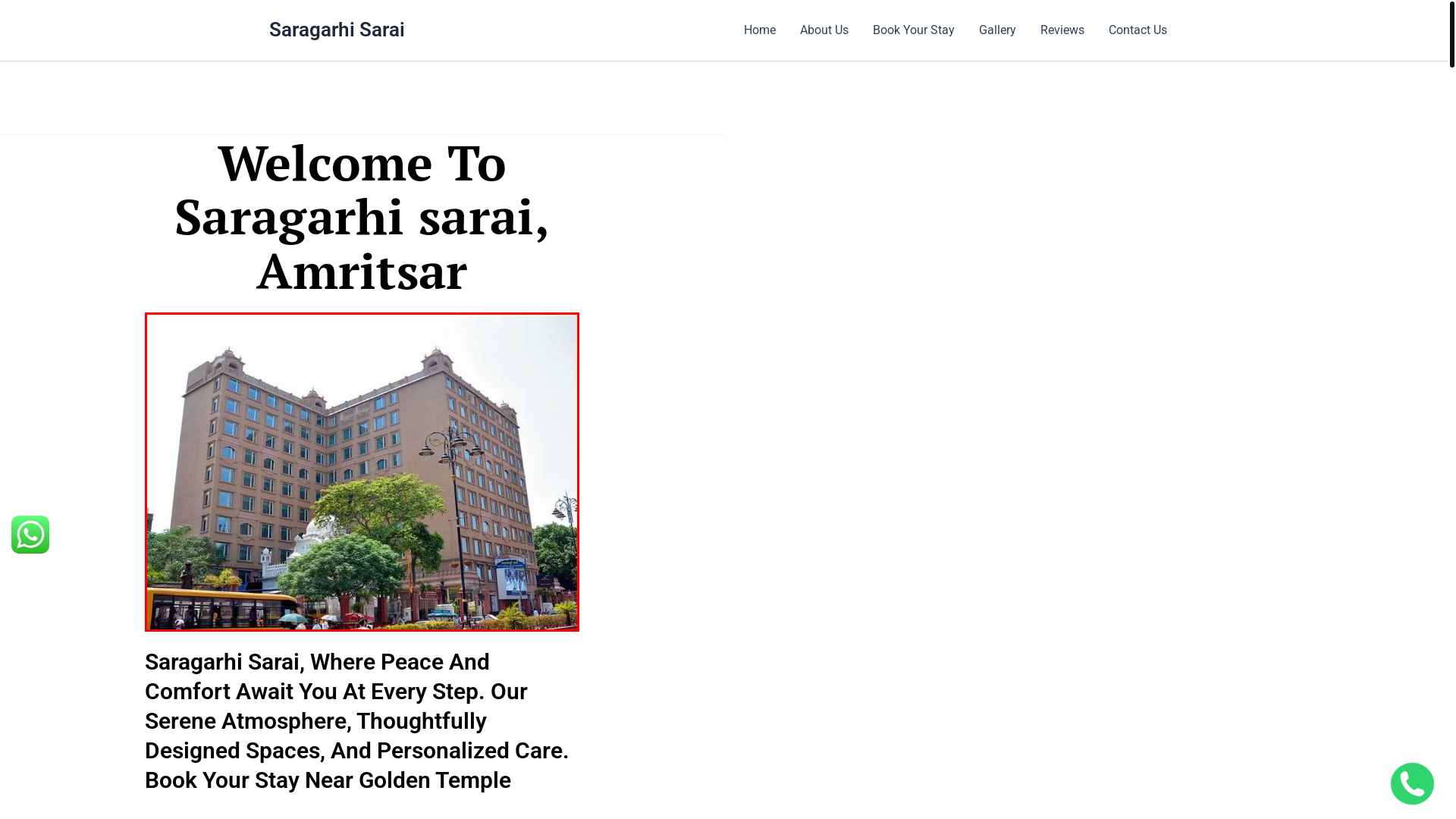 website screenshot of https://saragarhisaraistay.com/
