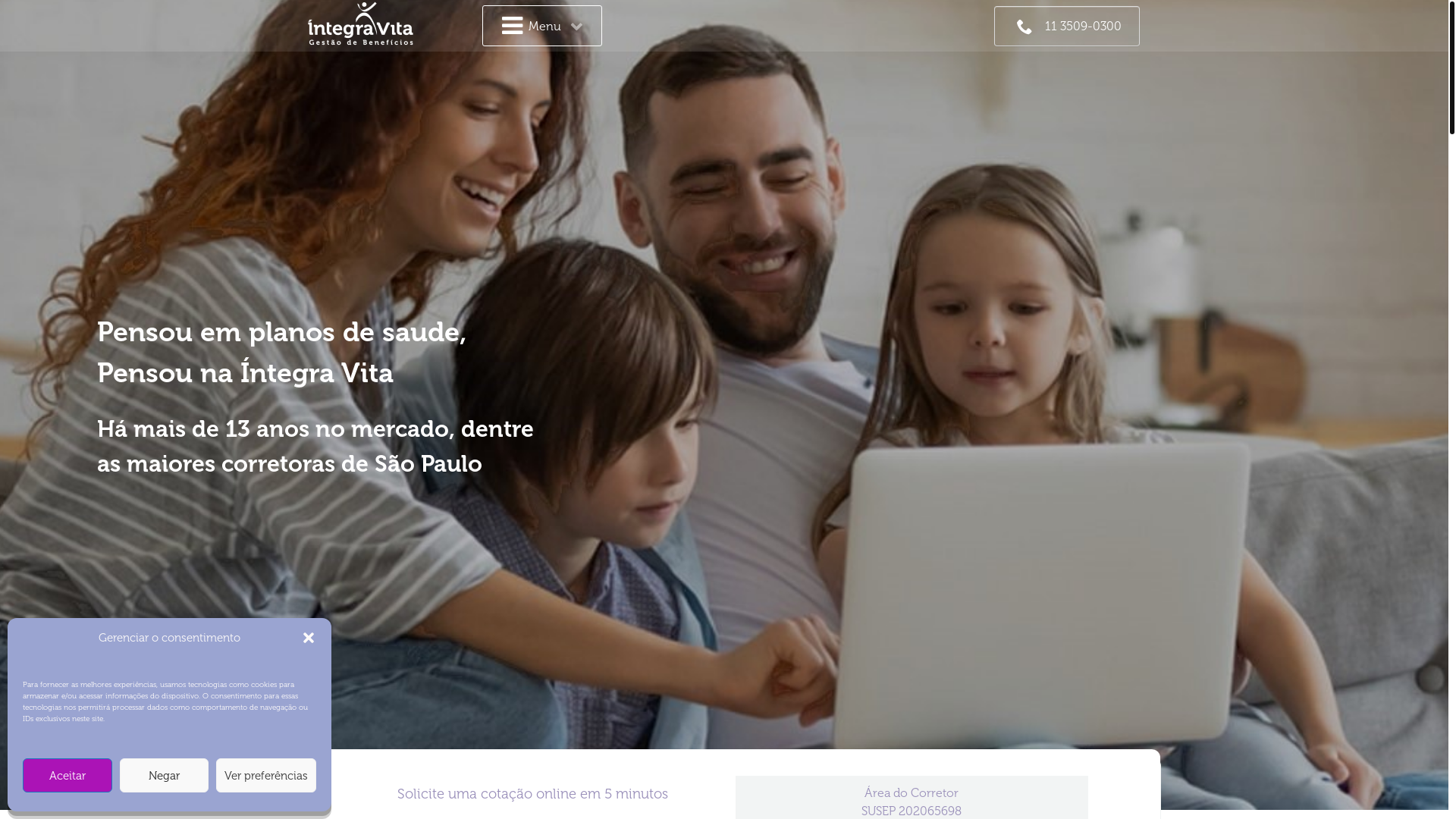 website screenshot of https://servicosintegravita.com.br/
