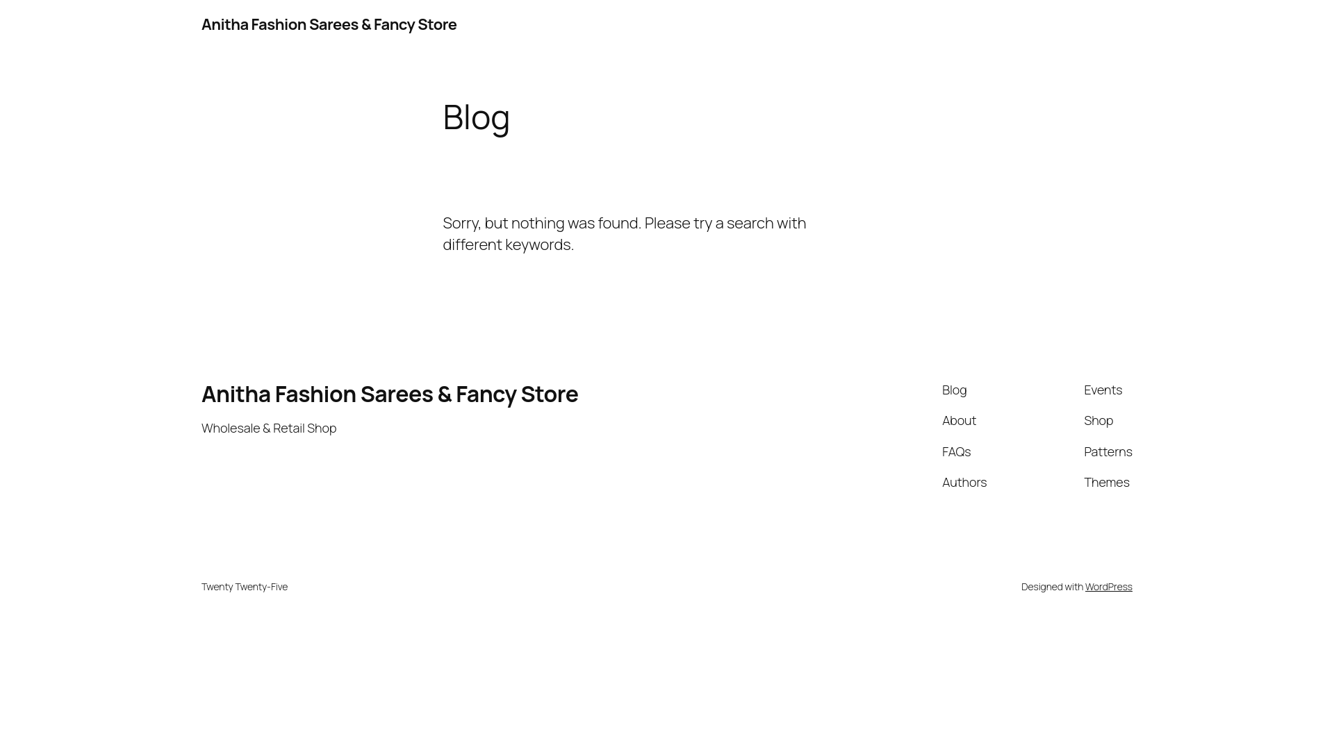 website screenshot of https://anithafashionbengaluru.com/