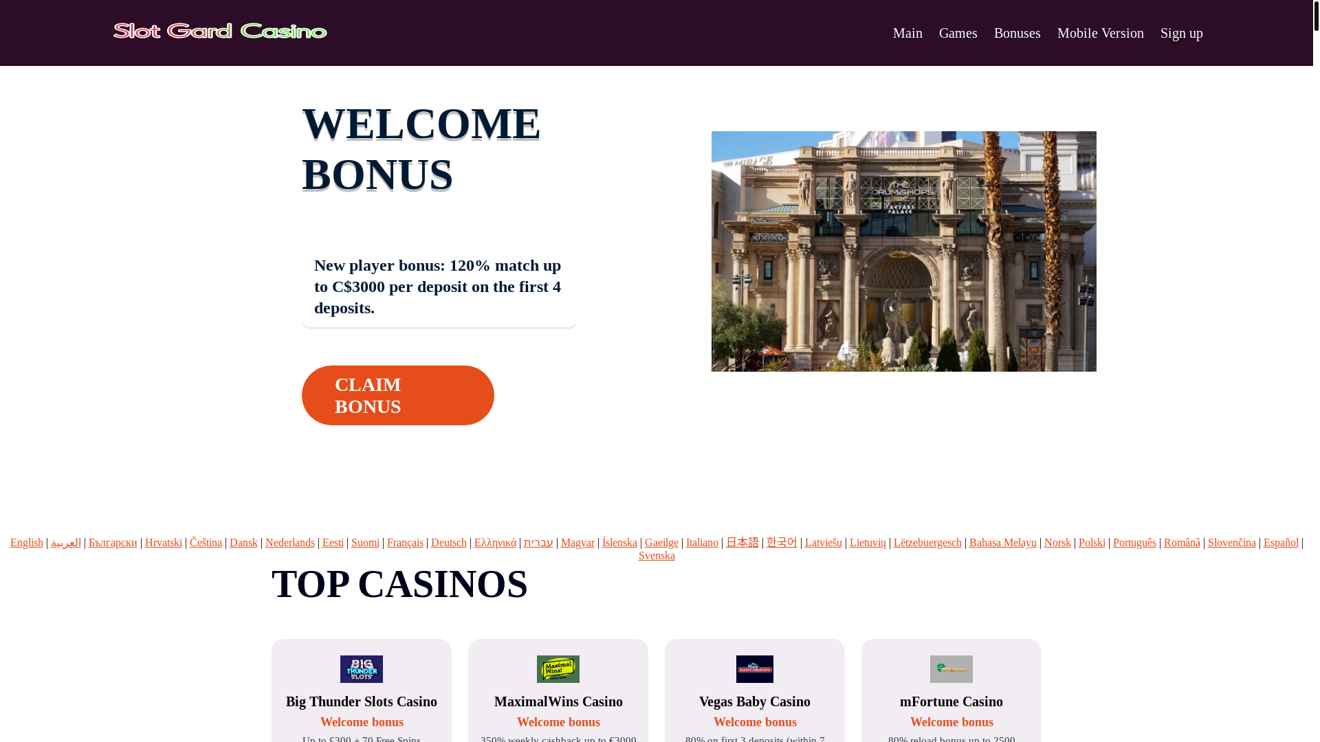 website screenshot of https://slotgard3.bond/