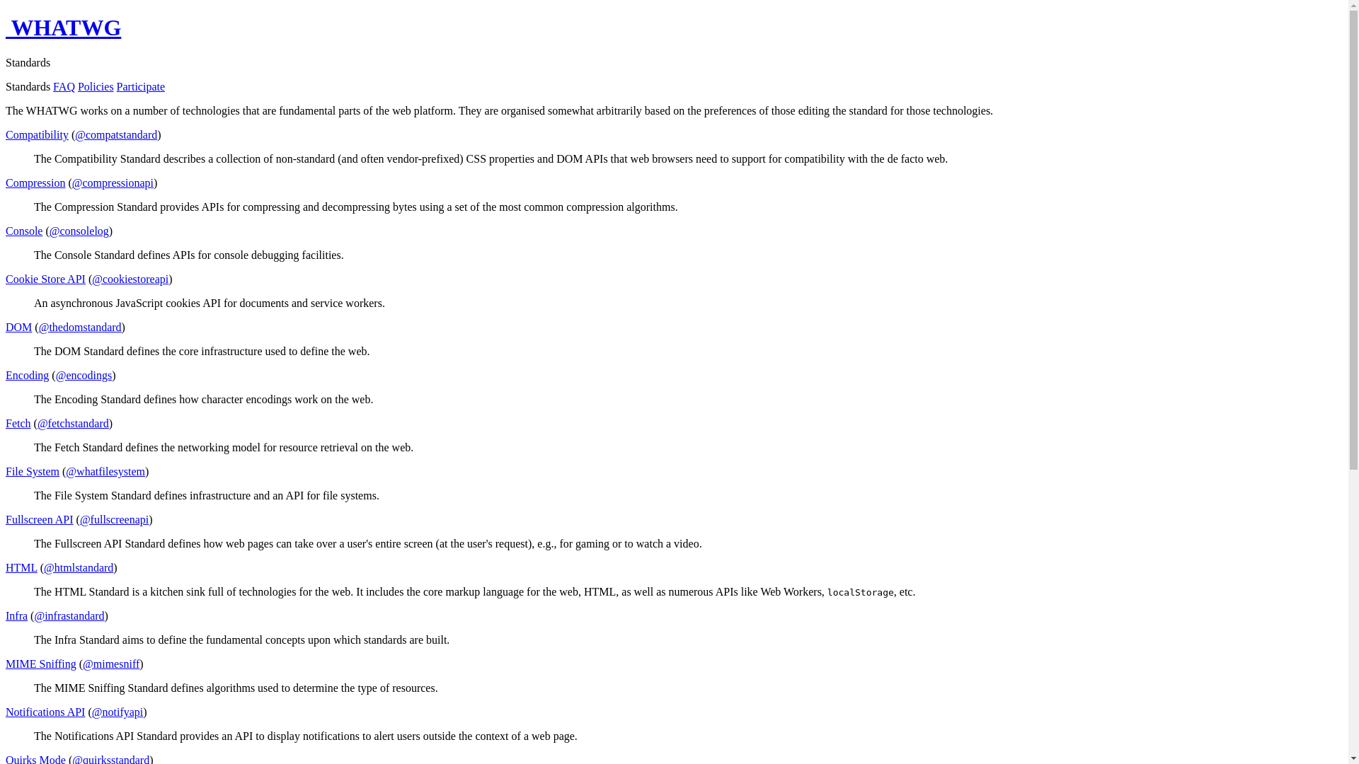 website screenshot of https://spec.whatwg.org/