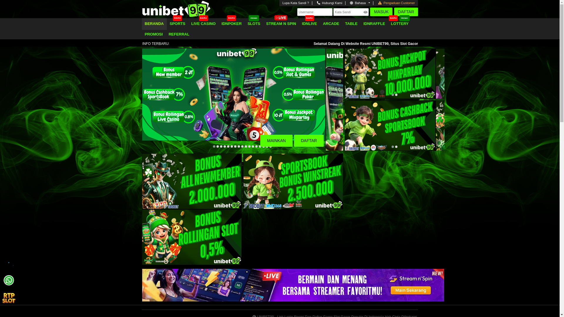 website screenshot of https://unibet99cuan.com/