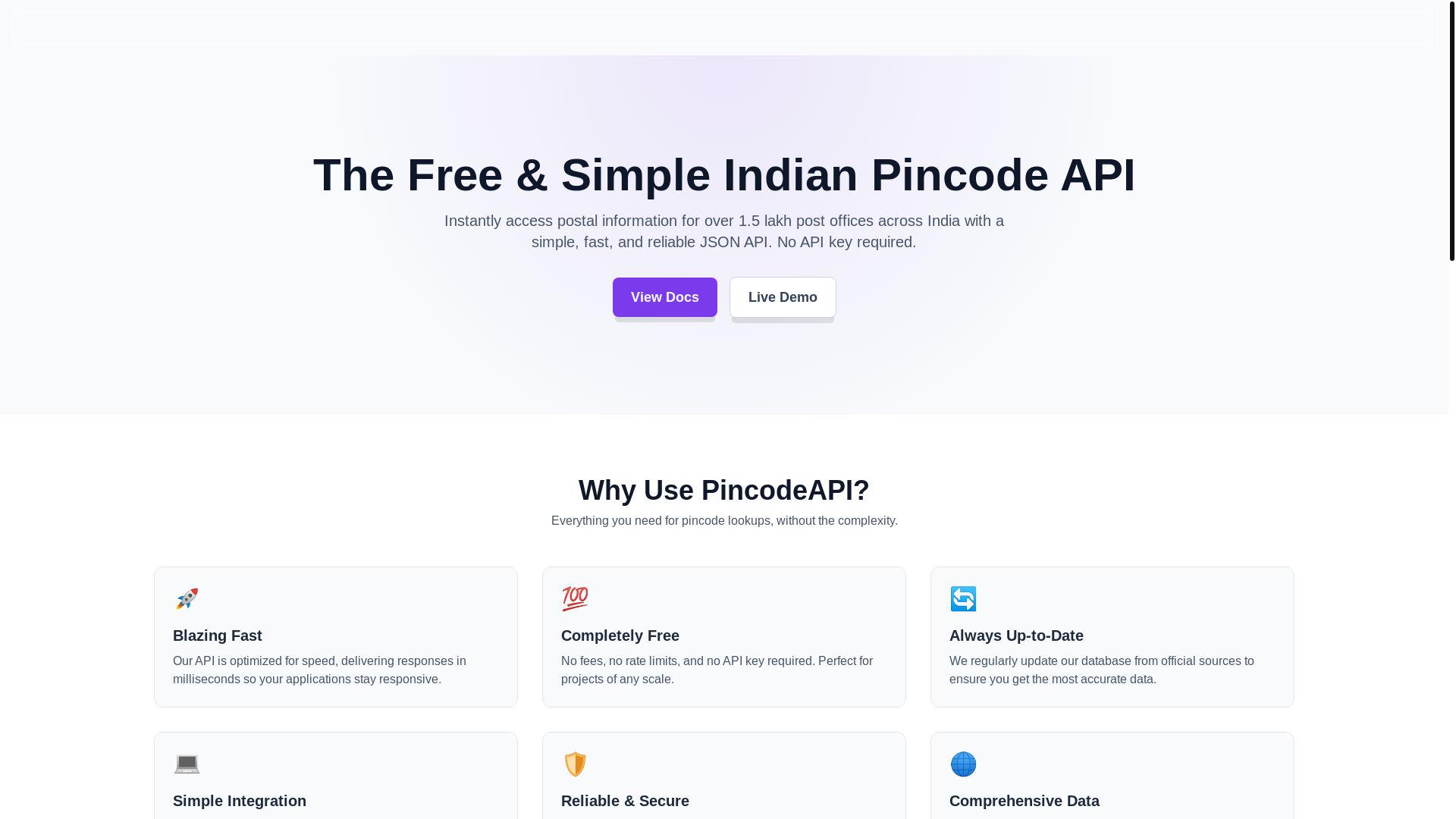 website screenshot of https://pincodeapi.pages.dev/