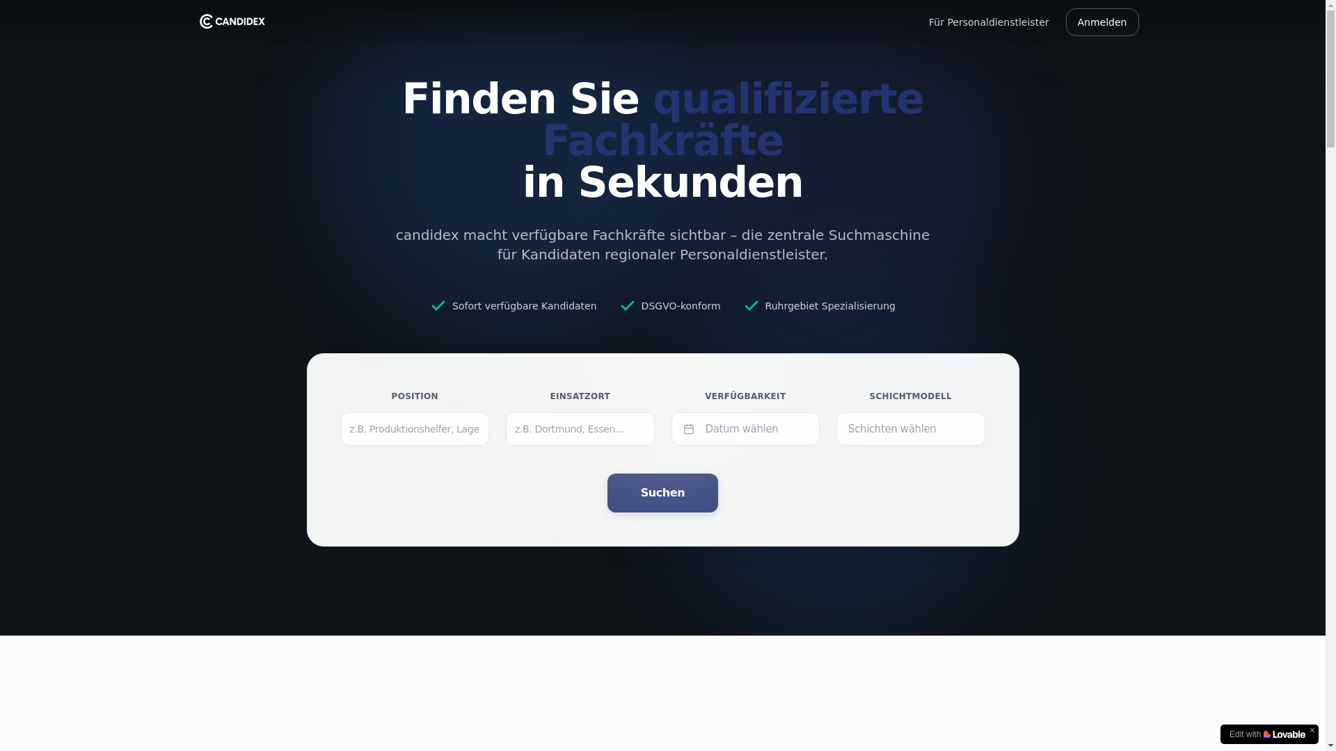website screenshot of https://candidex.de/