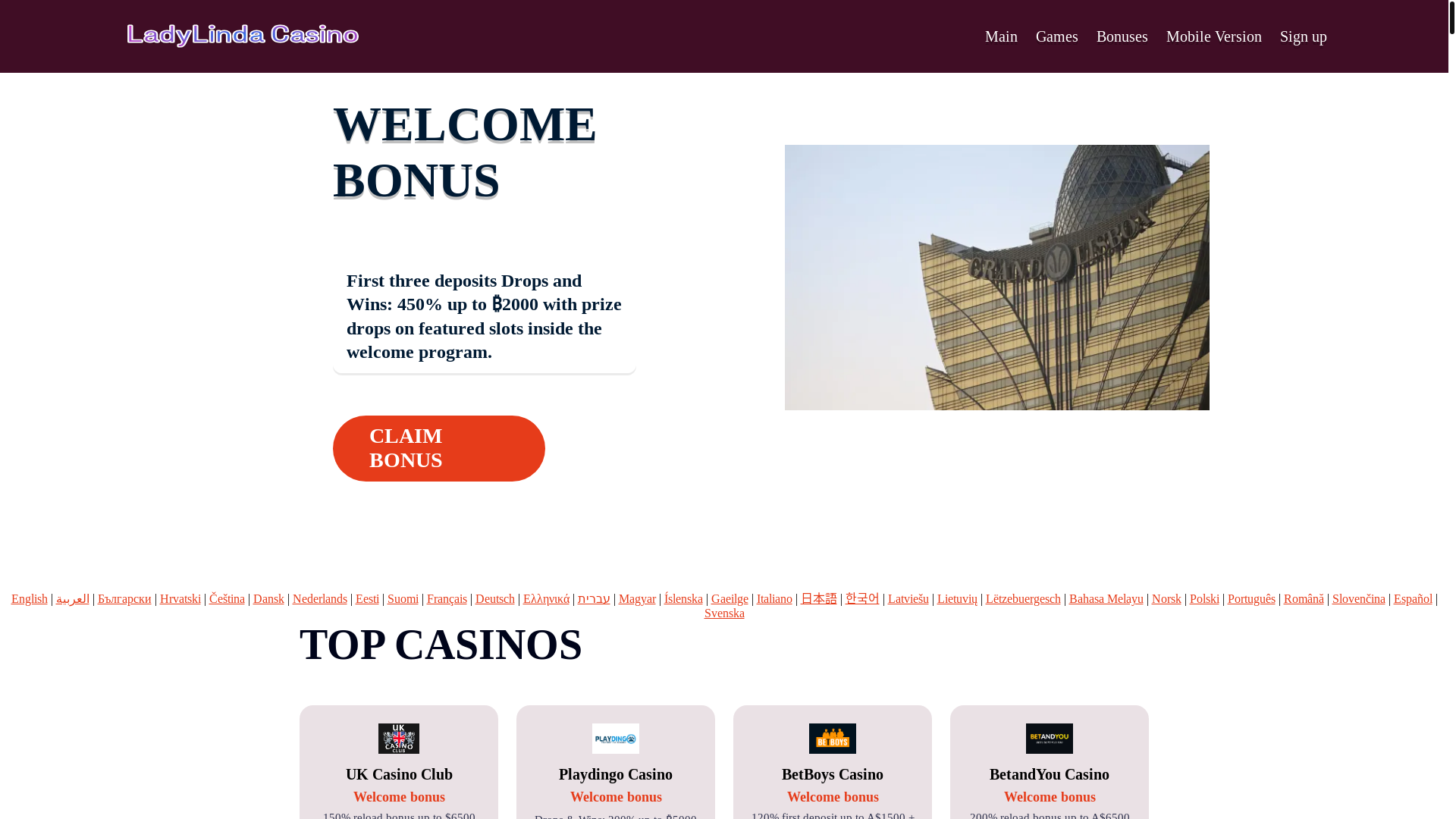 website screenshot of https://ladylinda3.bond/