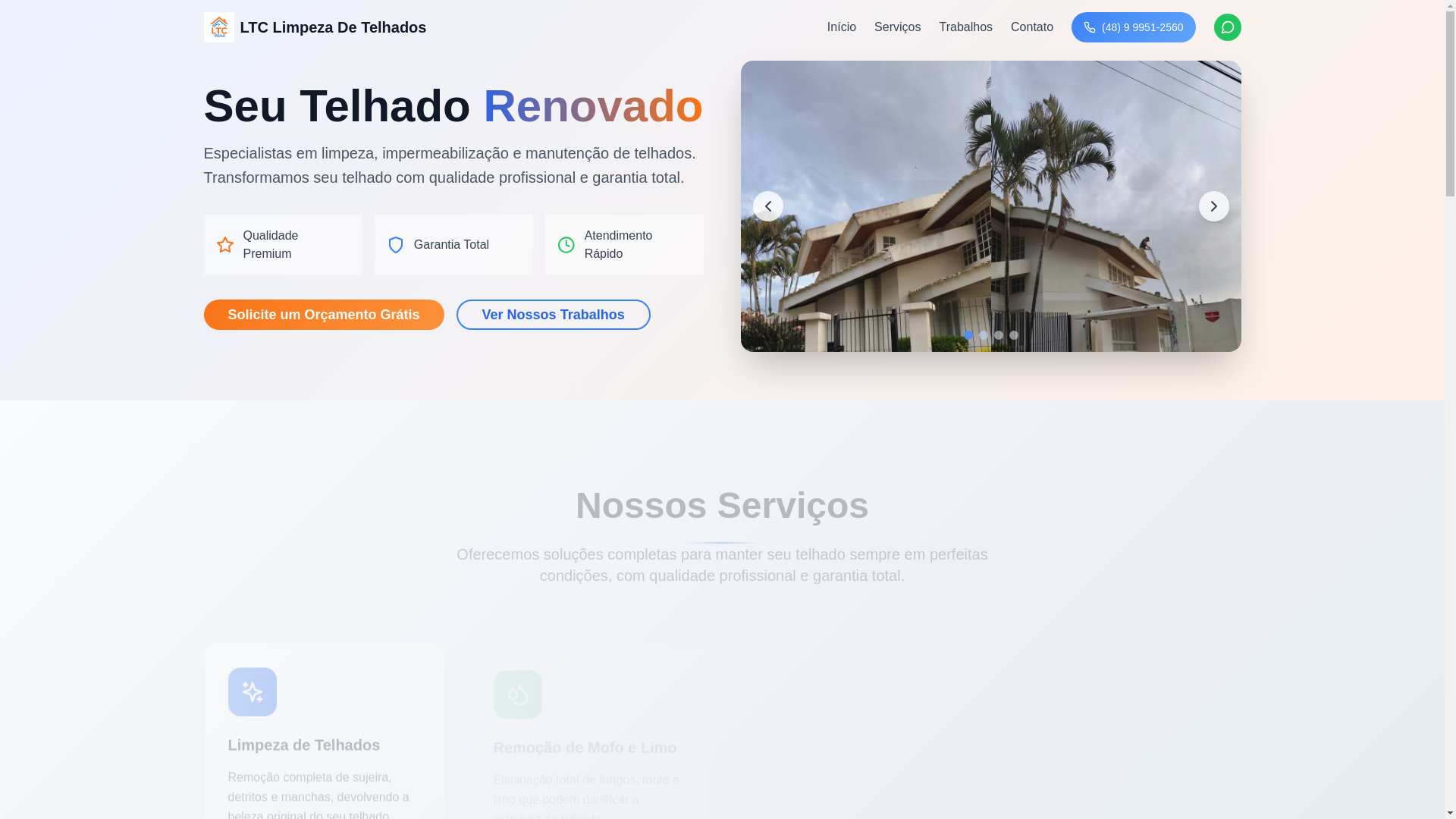 website screenshot of https://ltclimpezadetelhados.com/