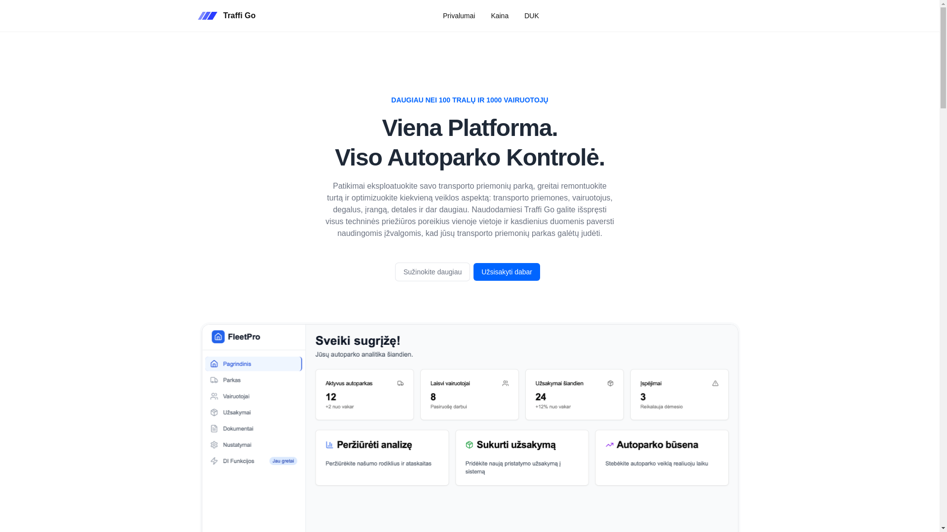 website screenshot of https://traffi-go-landing.pages.dev/