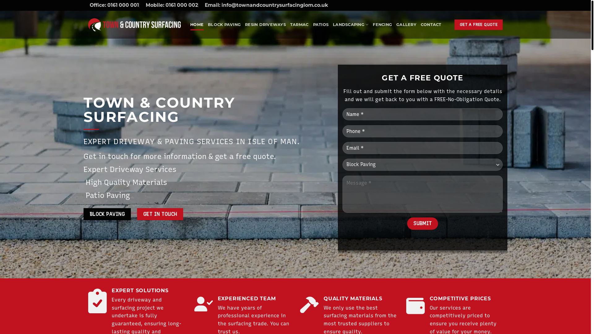 website screenshot of https://townandcountrysurfacingiom.co.uk/
