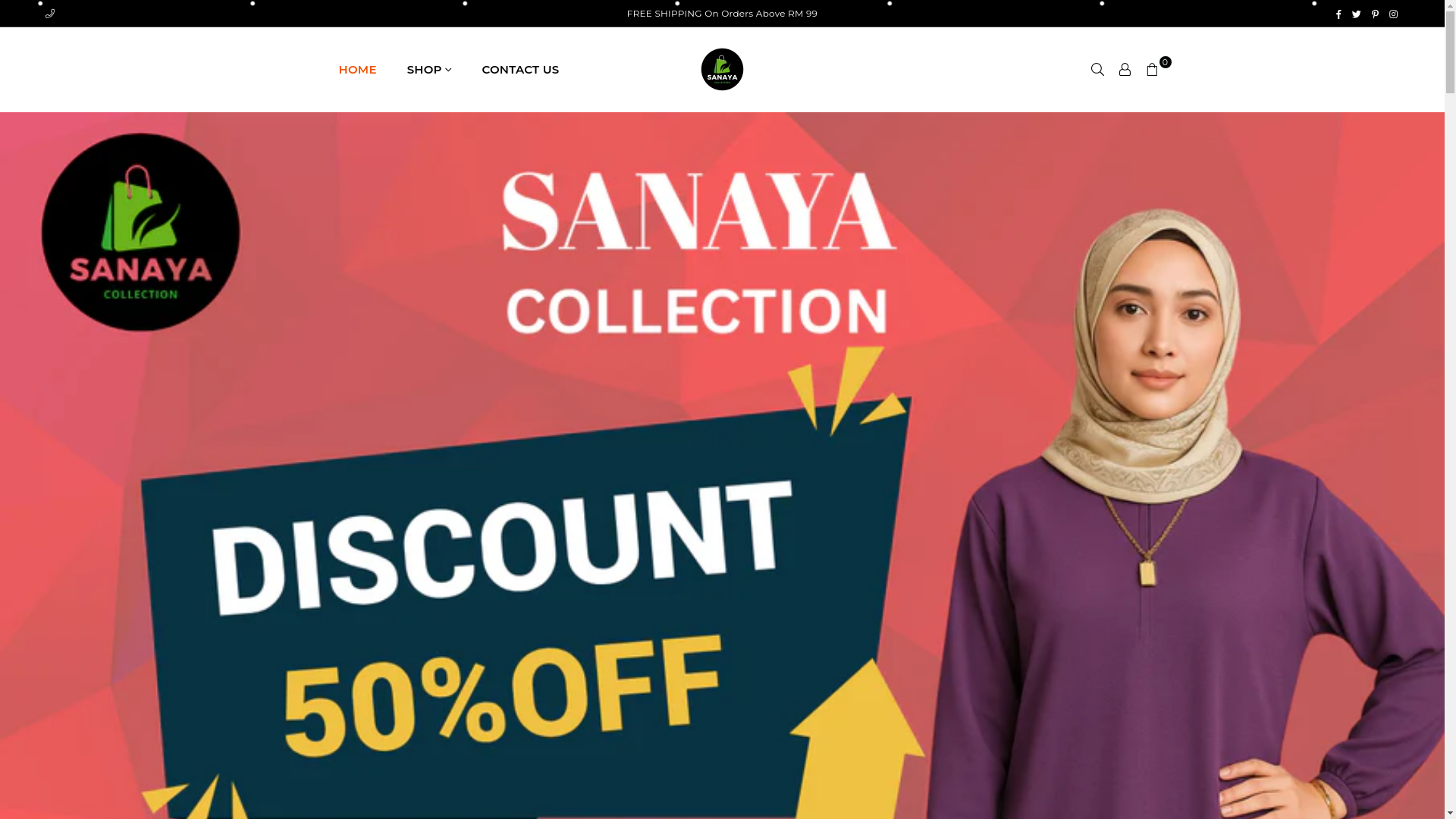 website screenshot of https://sanayacollection.shop/