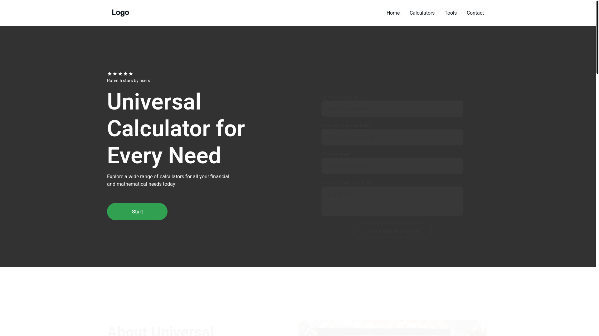 website screenshot of https://calculatethis.in/
