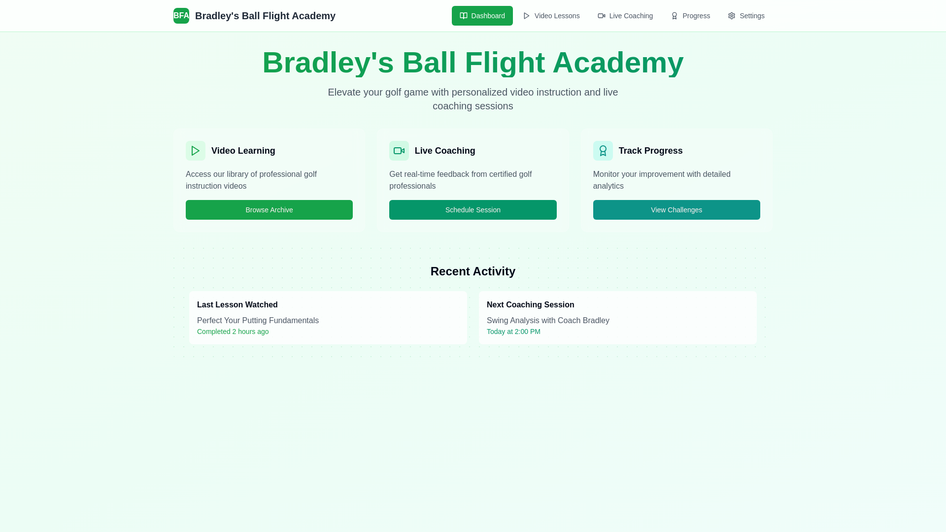 website screenshot of https://bradleysballflightacademy.com/