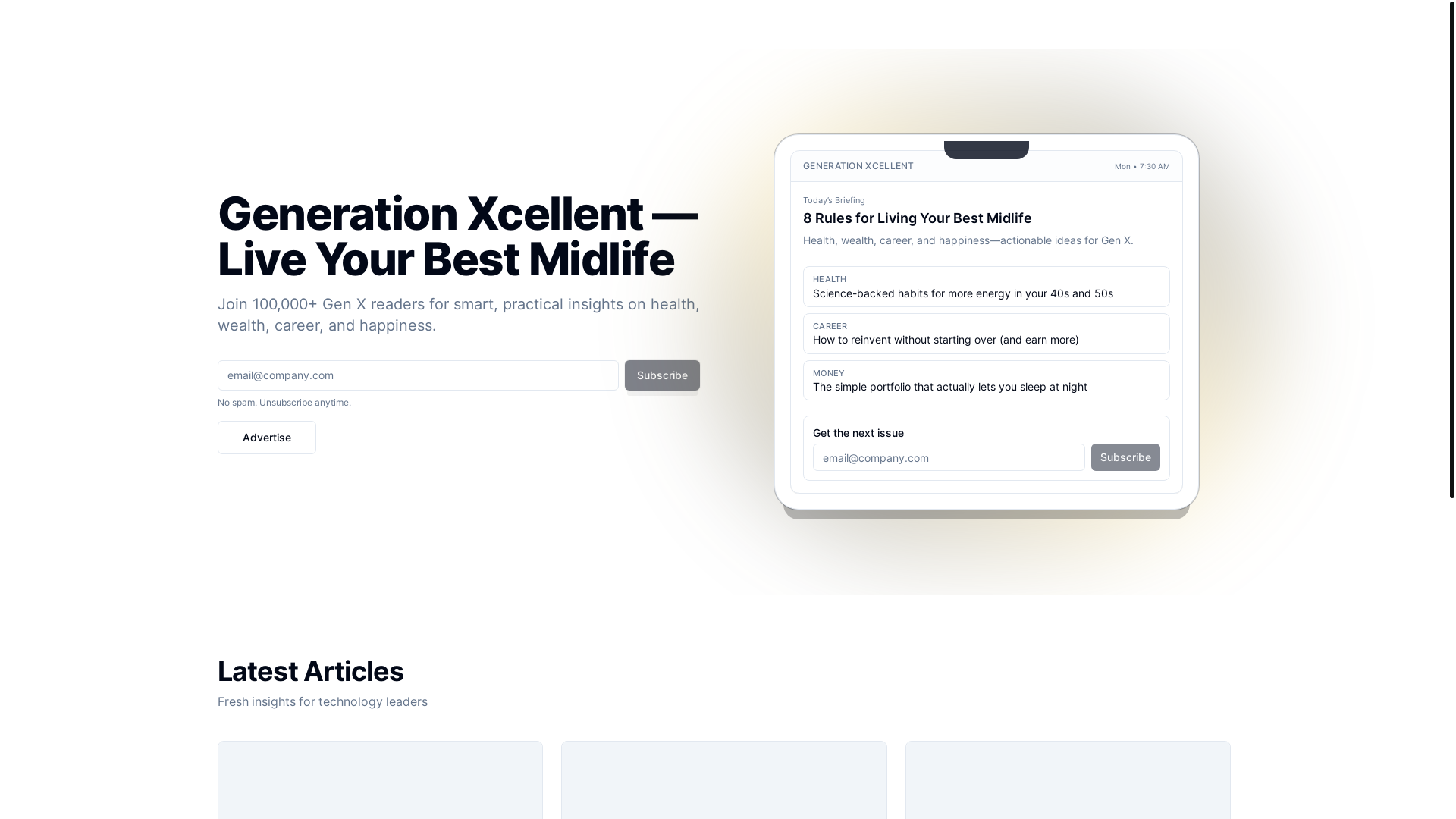 website screenshot of https://genxcl-newsletter.com/