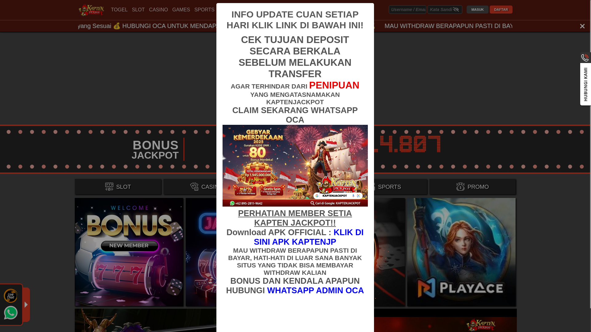 website screenshot of https://kaptenjpglory.com/