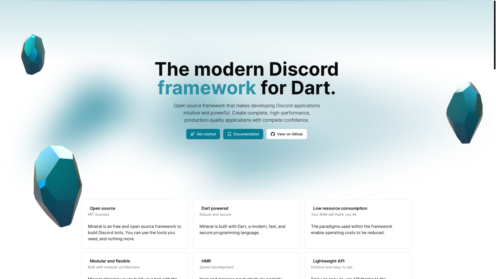 website screenshot of https://mineral-dart.dev/