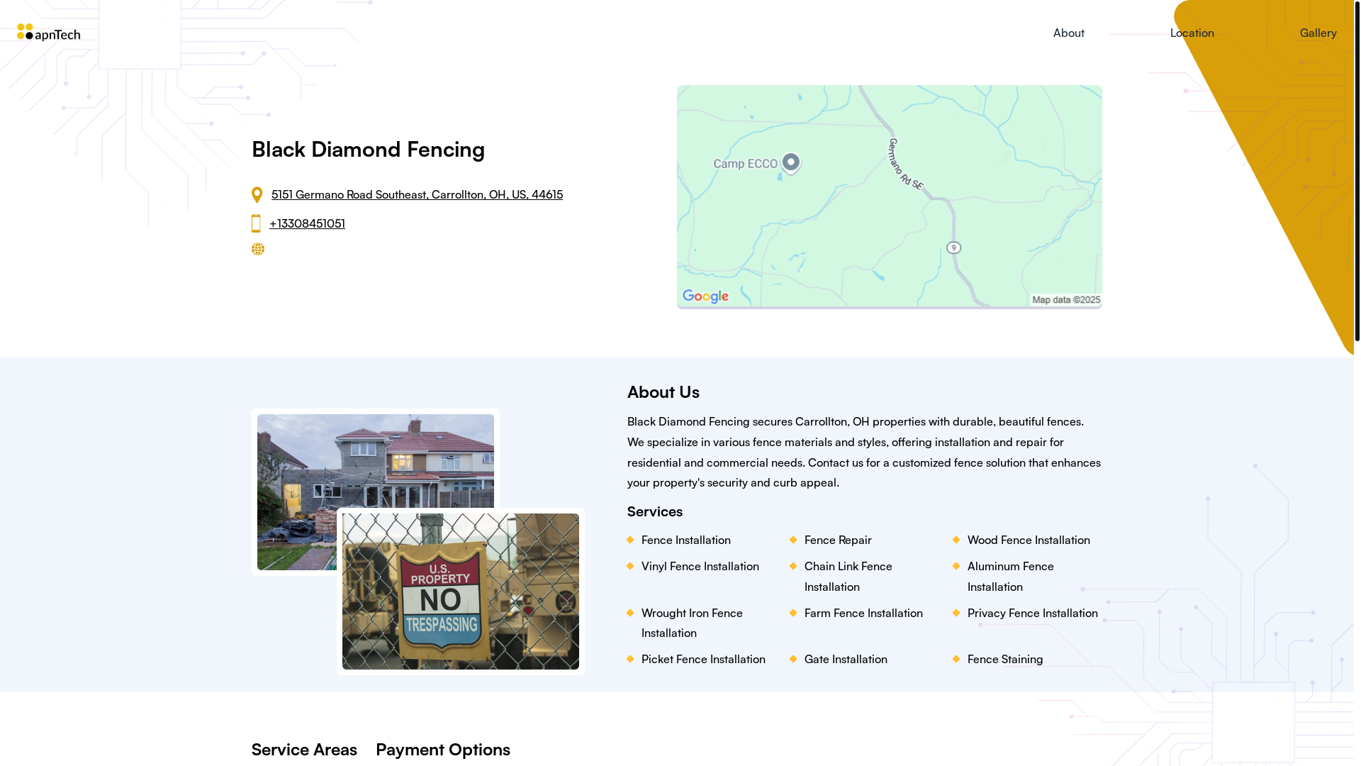 website screenshot of https://blackdiamondfencing.online/