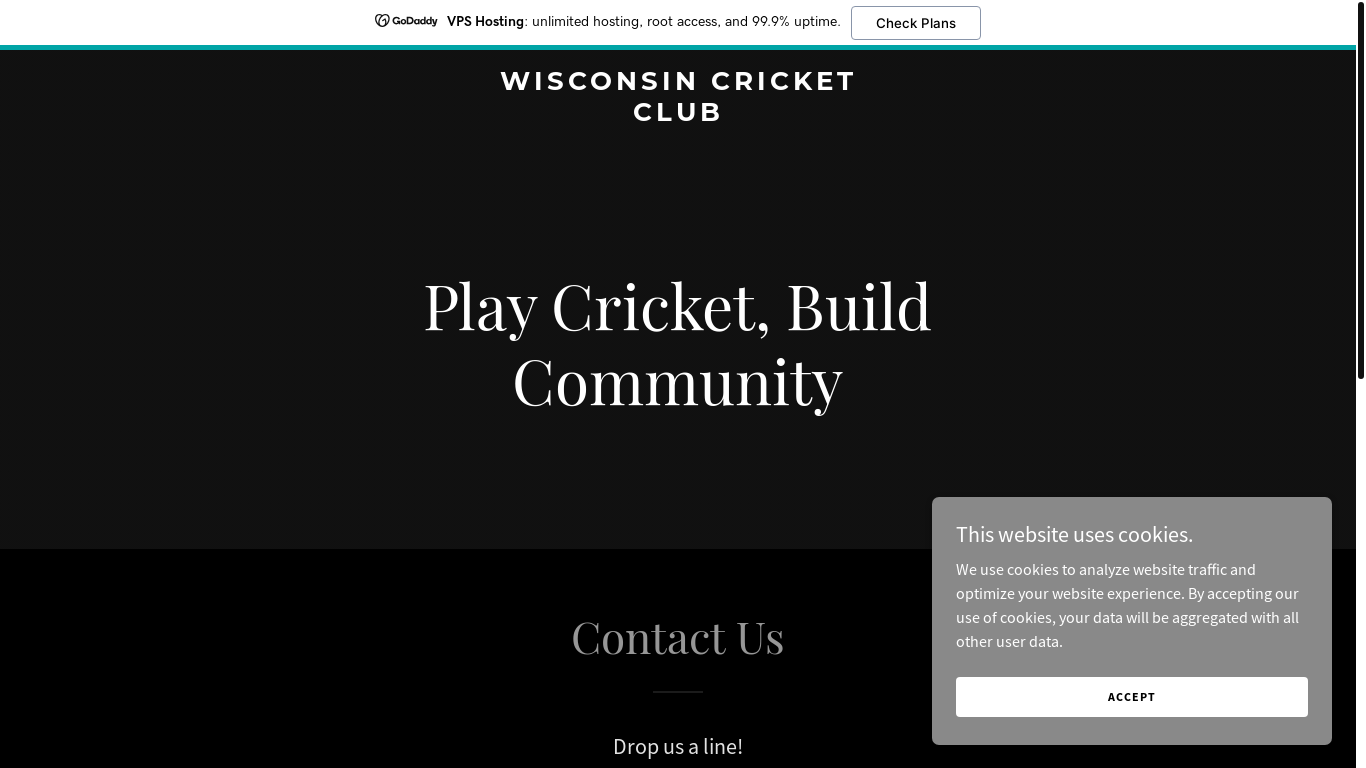 website screenshot of https://wisconsincricketclub.org/