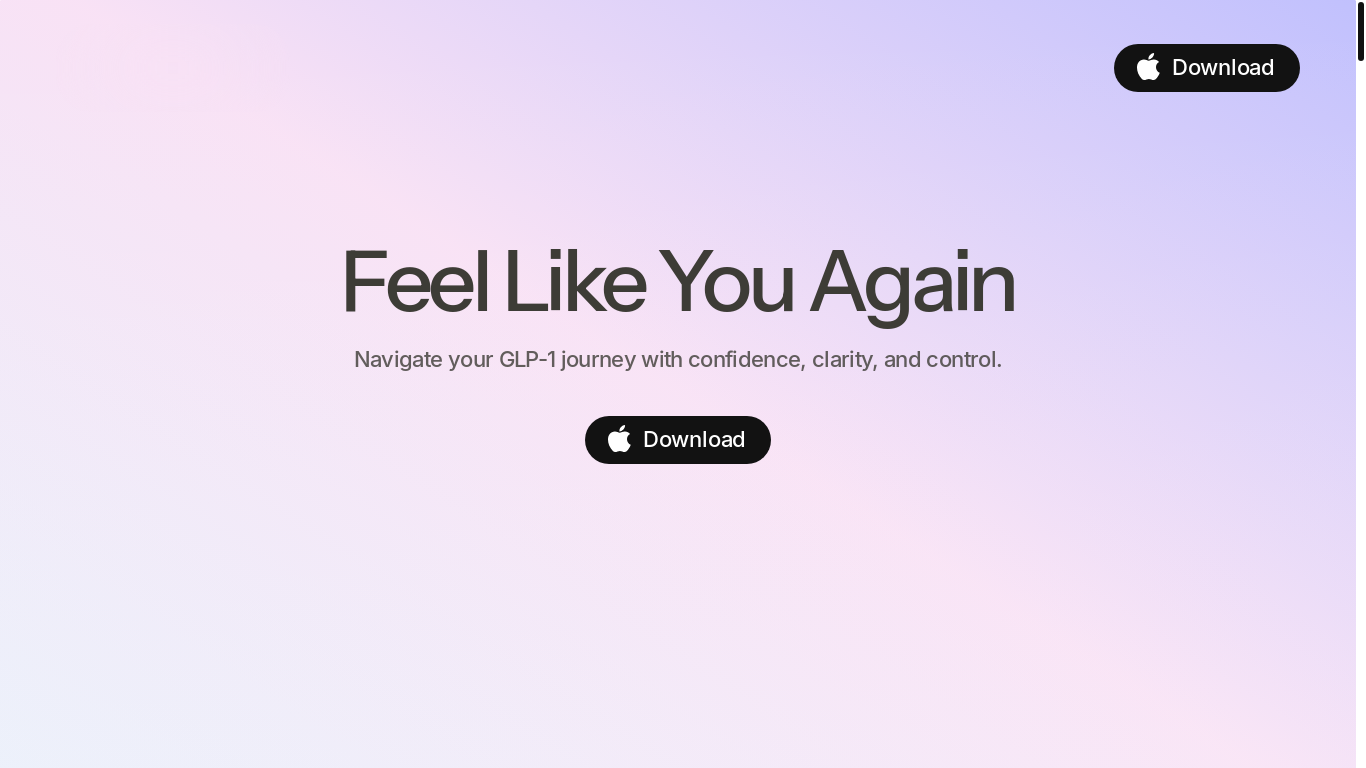 website screenshot of https://meagain.app/