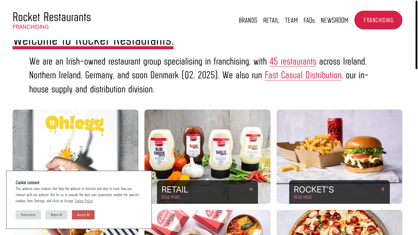 website screenshot of https://www.rocket-restaurants.com/