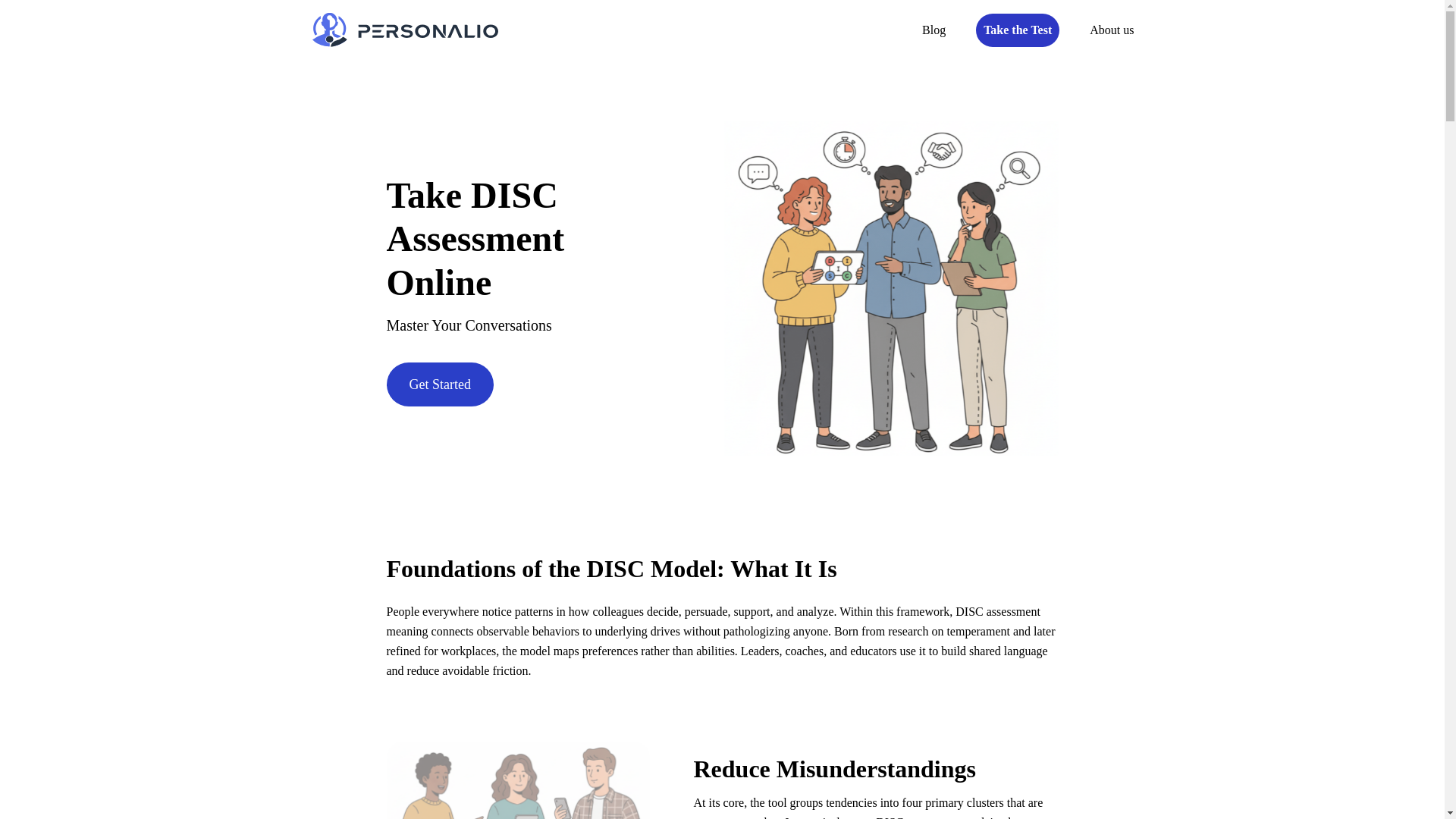 website screenshot of https://disc-assessment-online.com/