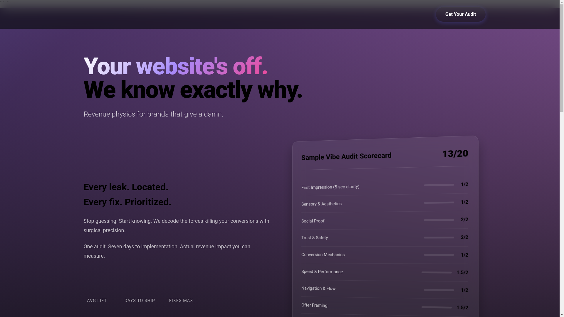 website screenshot of https://vibekinetics-com.pages.dev/