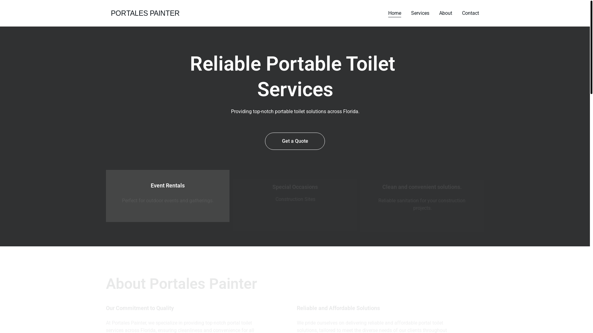 website screenshot of https://portalespainterportabletoilets.online/