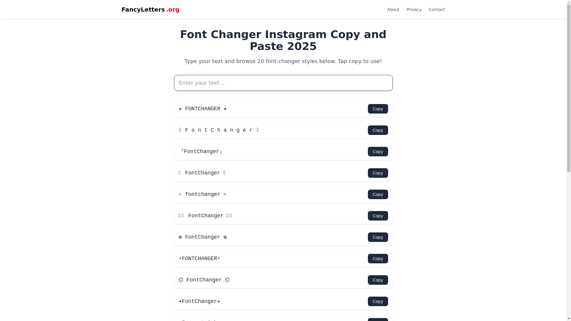 website screenshot of https://fancyfontchanger.pages.dev/