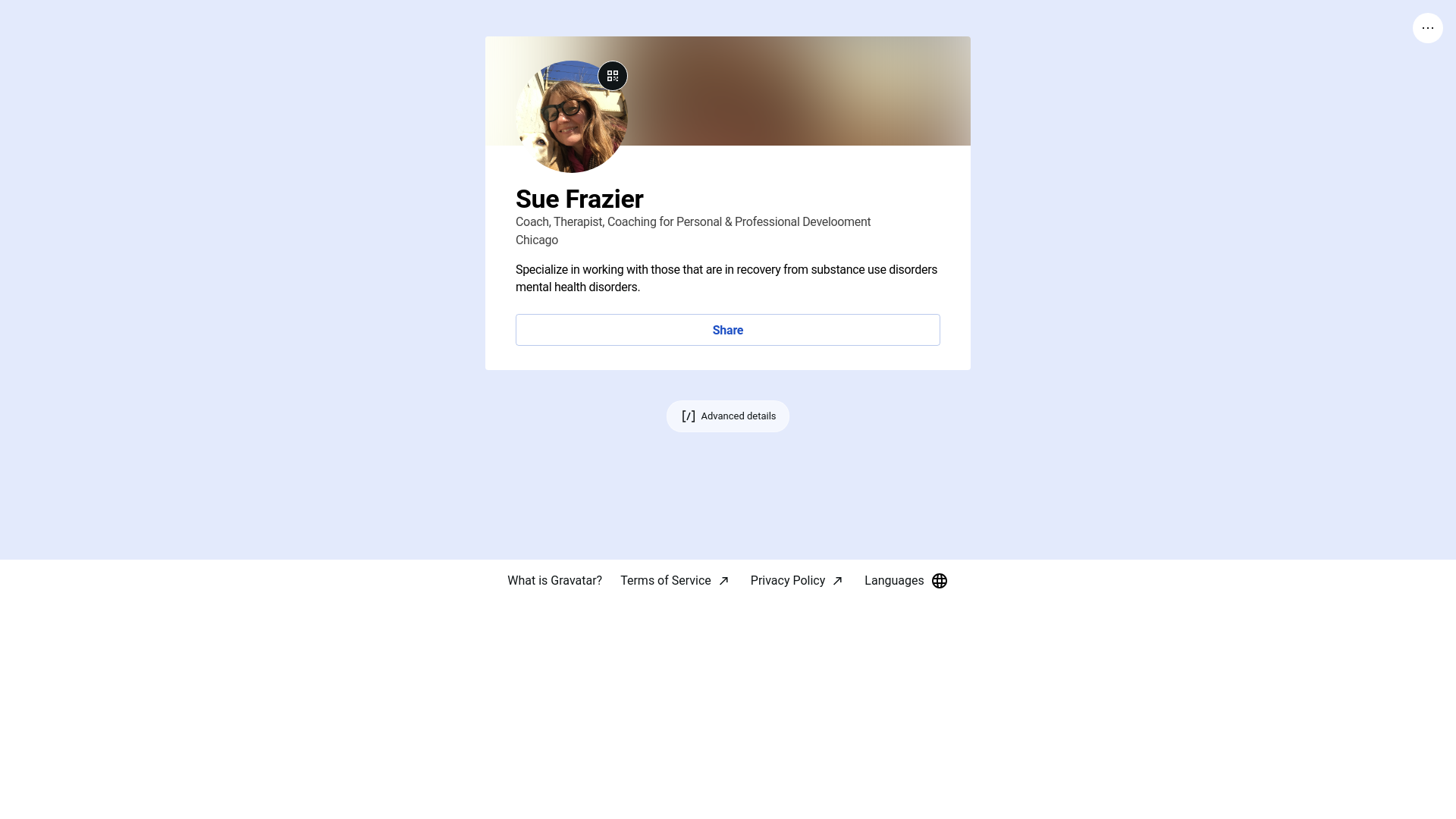 website screenshot of https://suefrazier.pro/