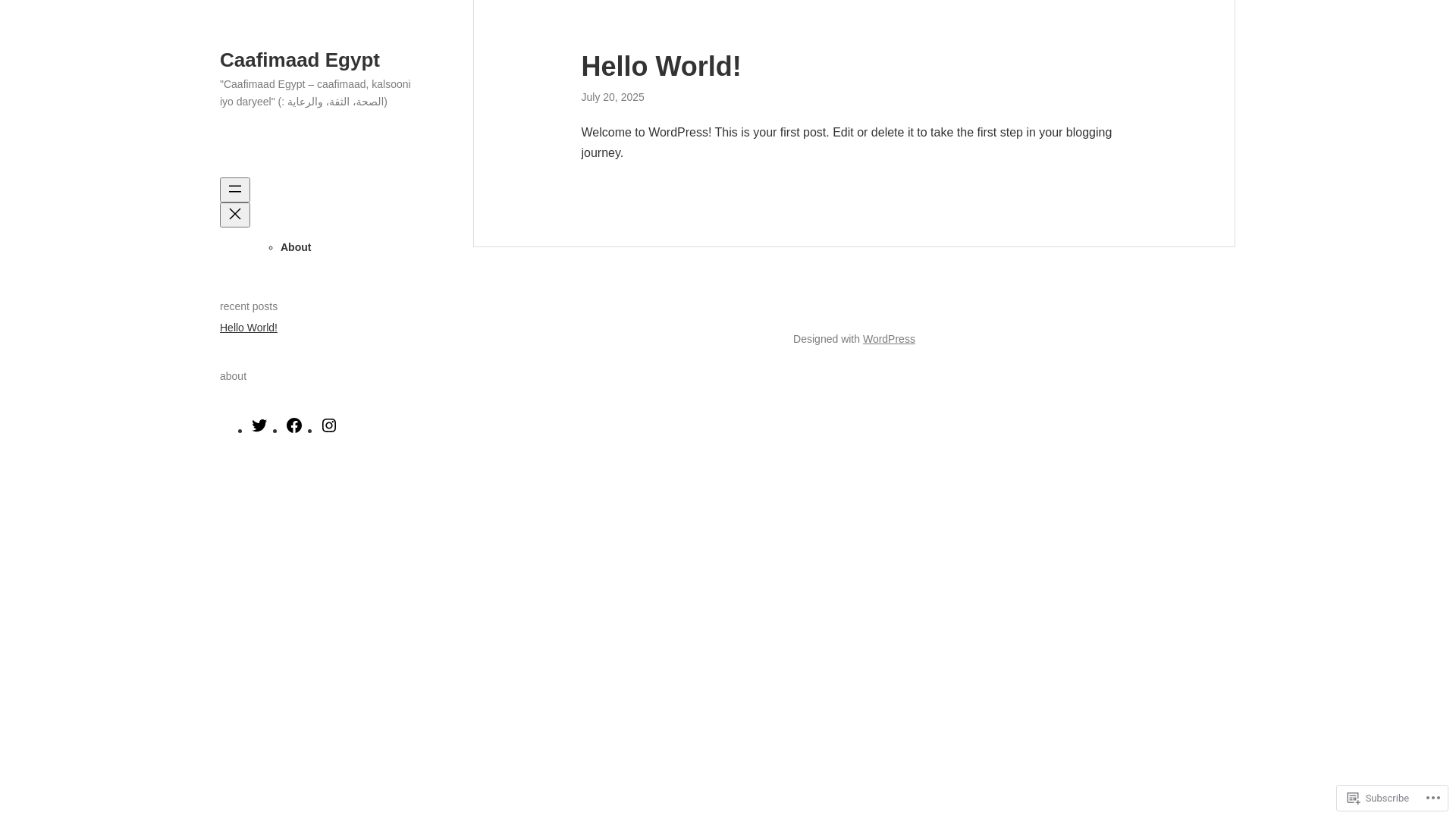 website screenshot of https://caafimaadegypt.blog/