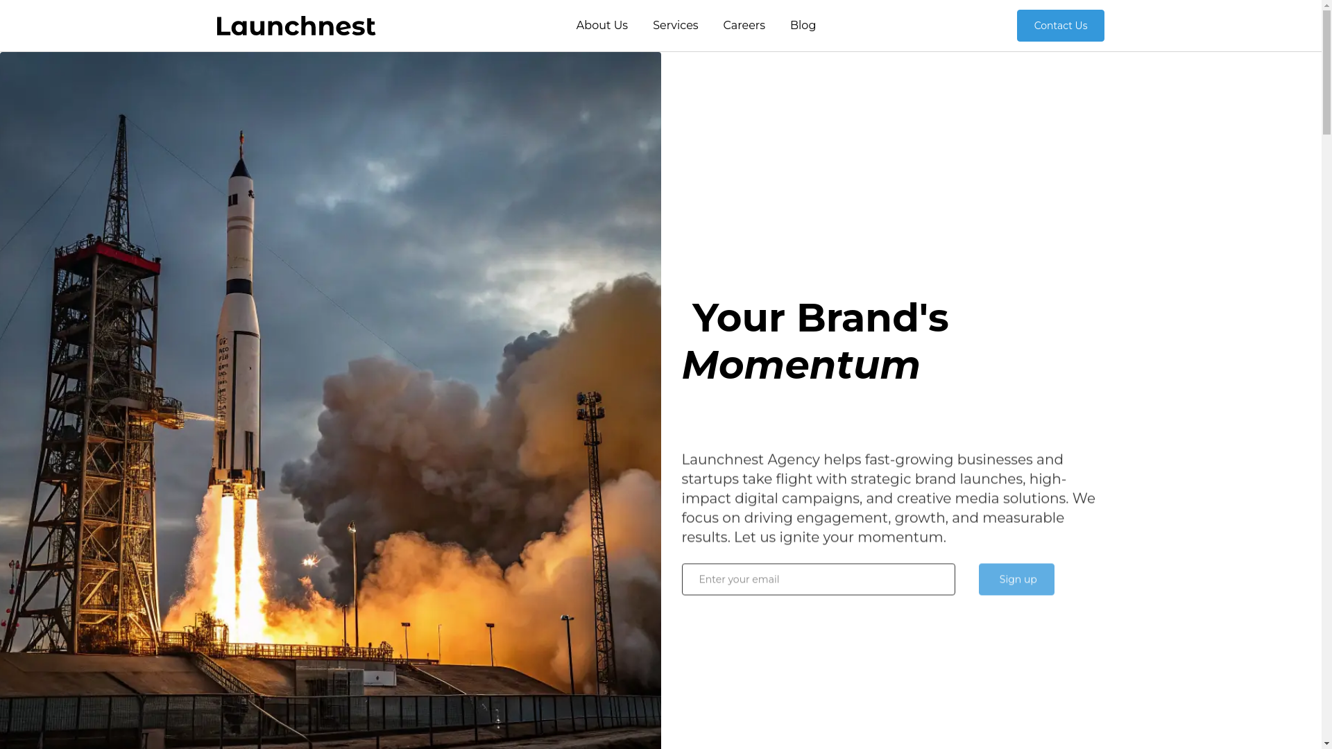 website screenshot of https://launchnest.agency/