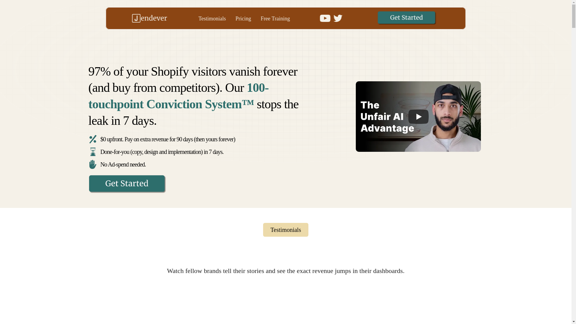 website screenshot of https://jendeverhub.com/
